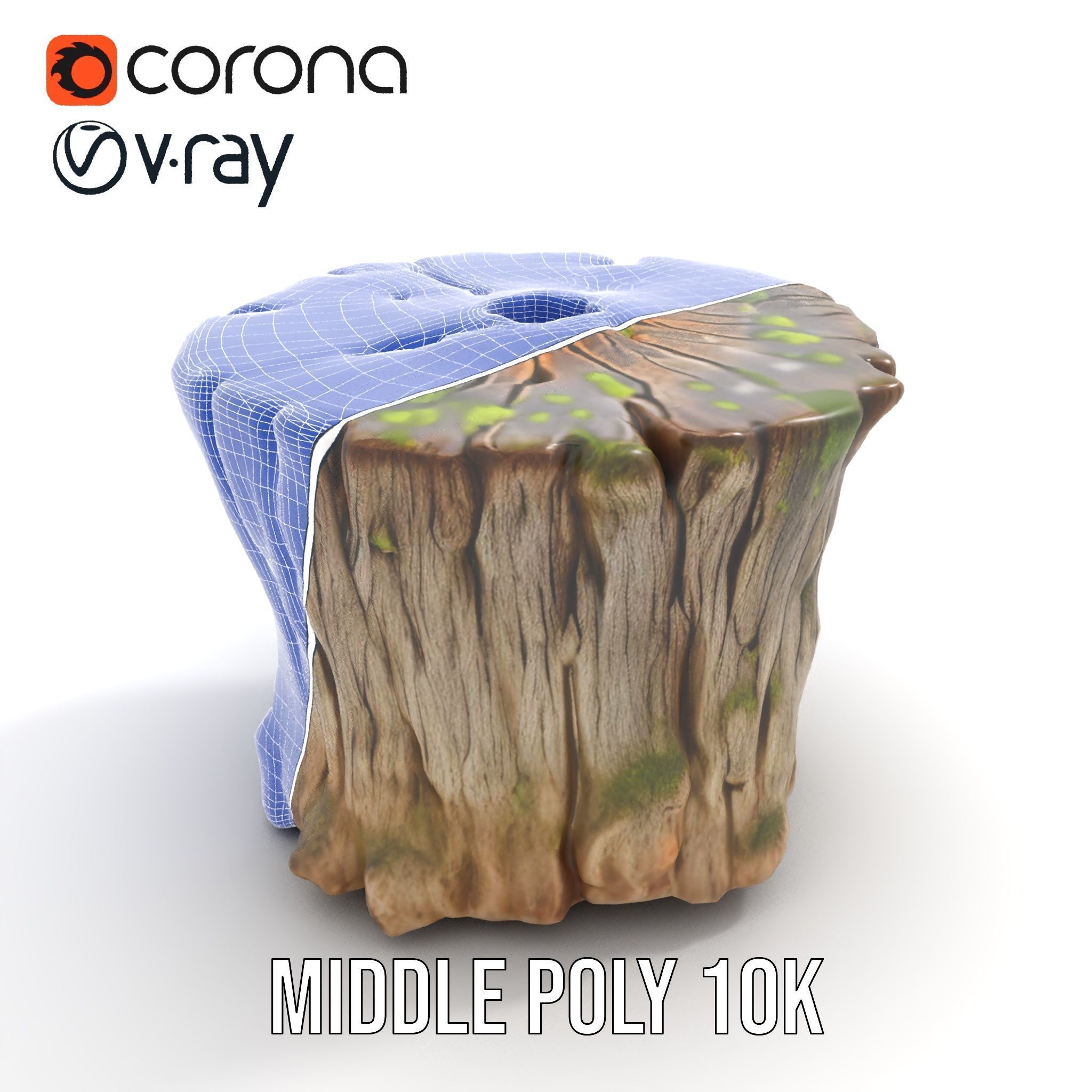Tree Stump with Moss Model Pack Low-poly 3D model_29