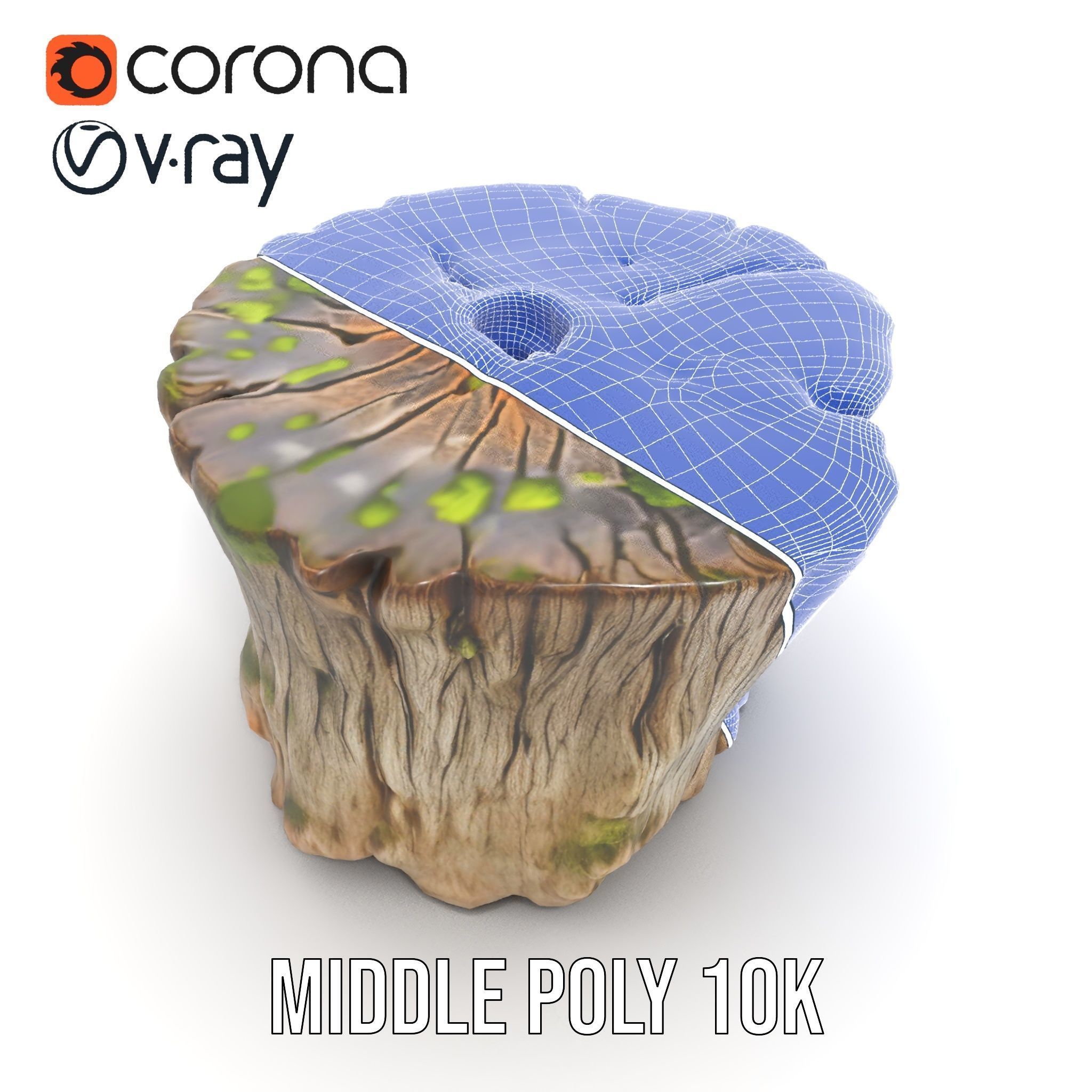 Tree Stump with Moss Model Pack Low-poly 3D model_26