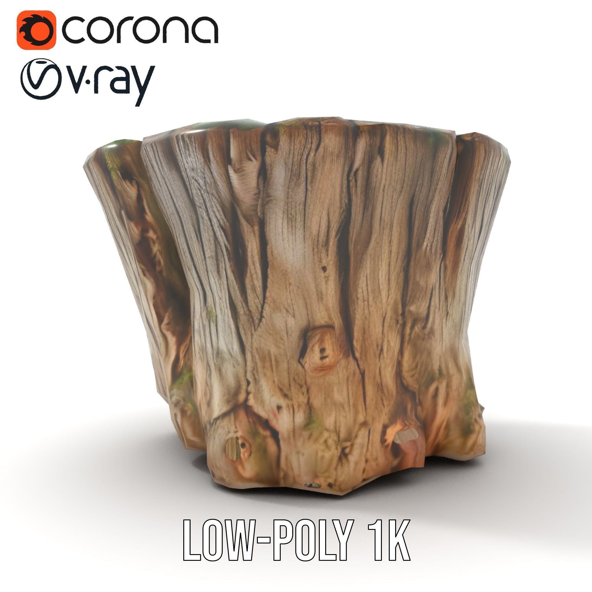 Tree Stump with Moss Model Pack Low-poly 3D model_16