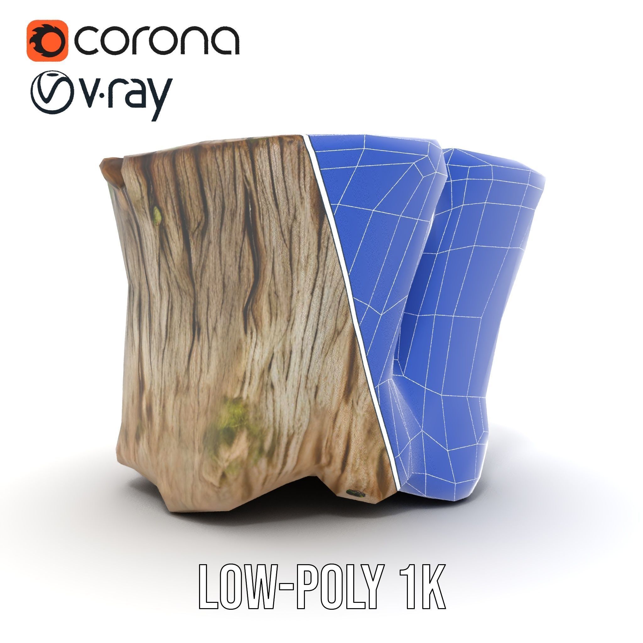 Tree Stump with Moss Model Pack Low-poly 3D model_30