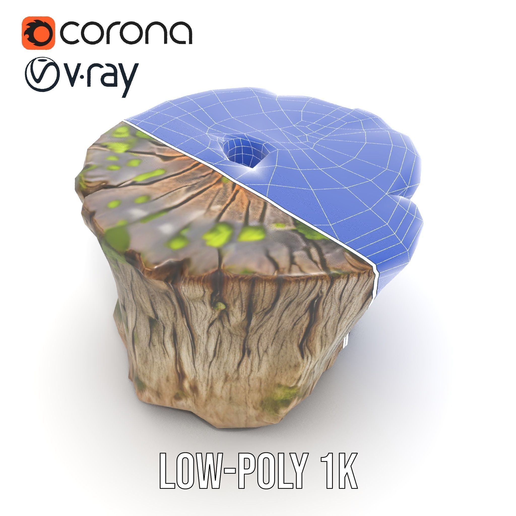 Tree Stump with Moss Model Pack Low-poly 3D model_22