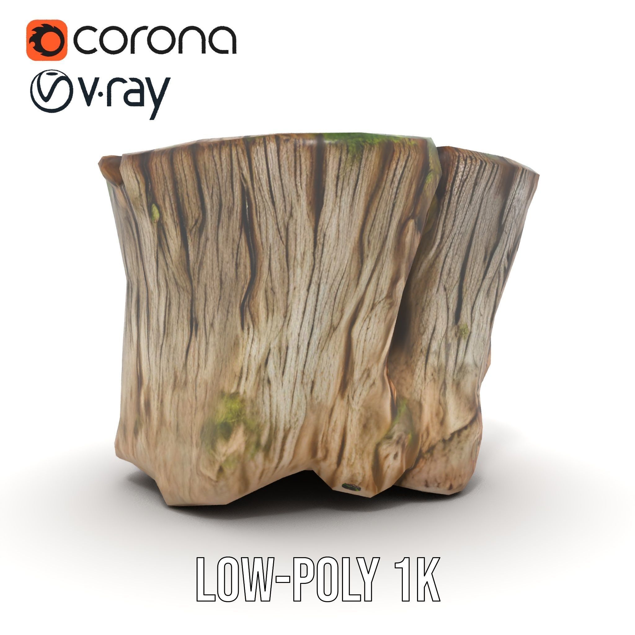 Tree Stump with Moss Model Pack Low-poly 3D model_19