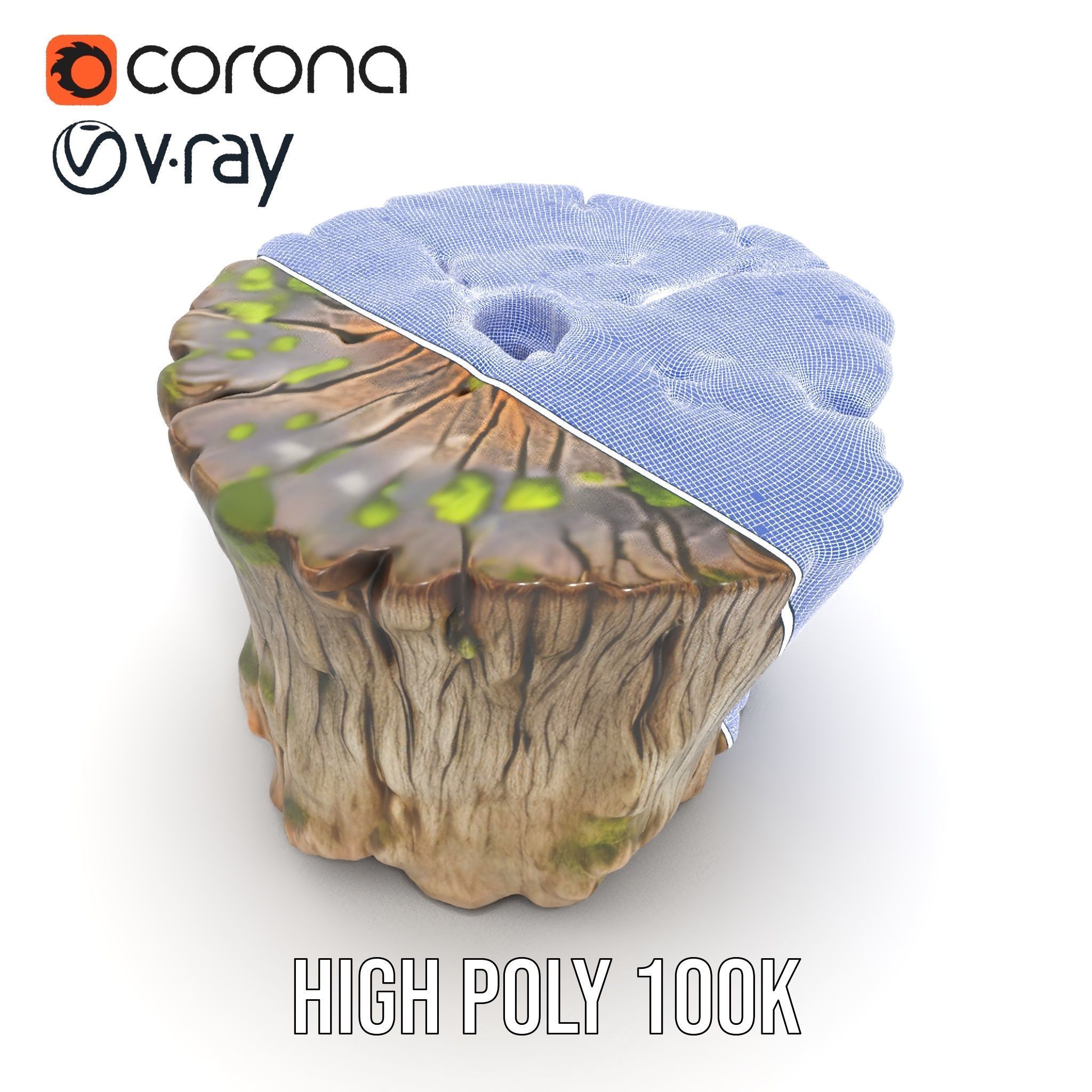 Tree Stump with Moss Model Pack Low-poly 3D model_23
