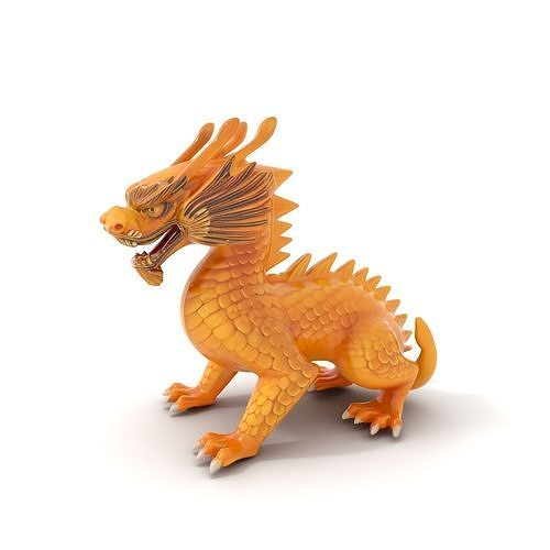 Golden Dragon Sculpture D Model Pack Low-poly 3D model