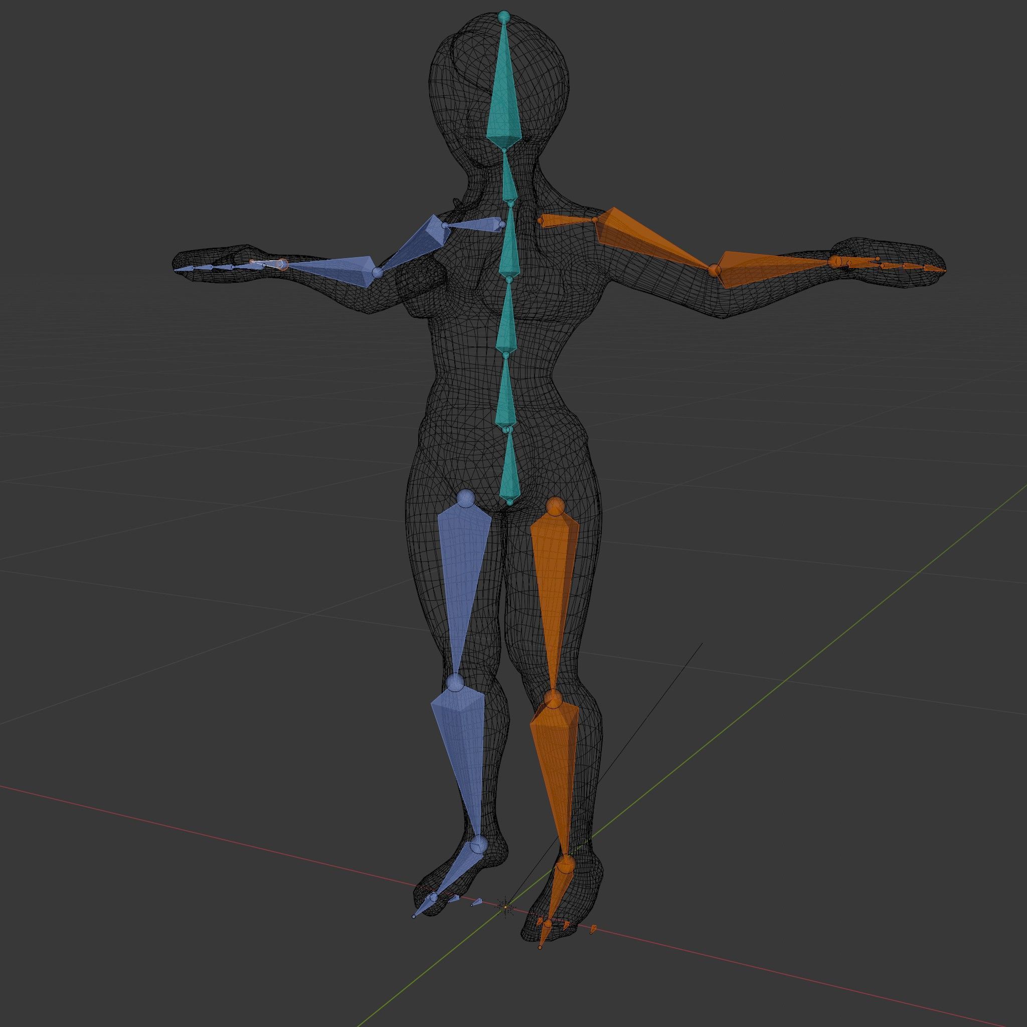 Bluehaired Bikini Character Rigged and Animated D Model Low-poly 3D model_6