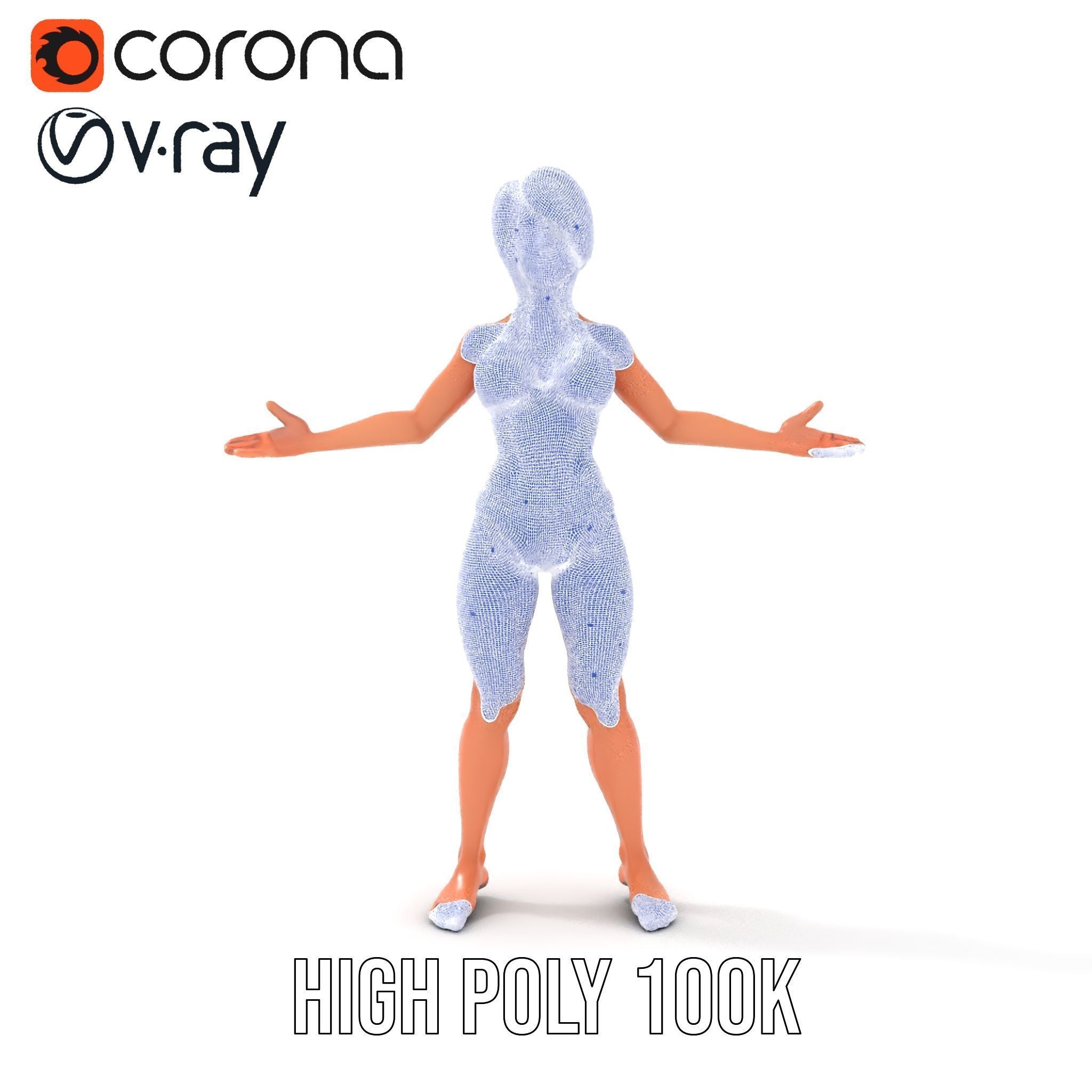 Bluehaired Bikini Character Rigged and Animated D Model Low-poly 3D model_36