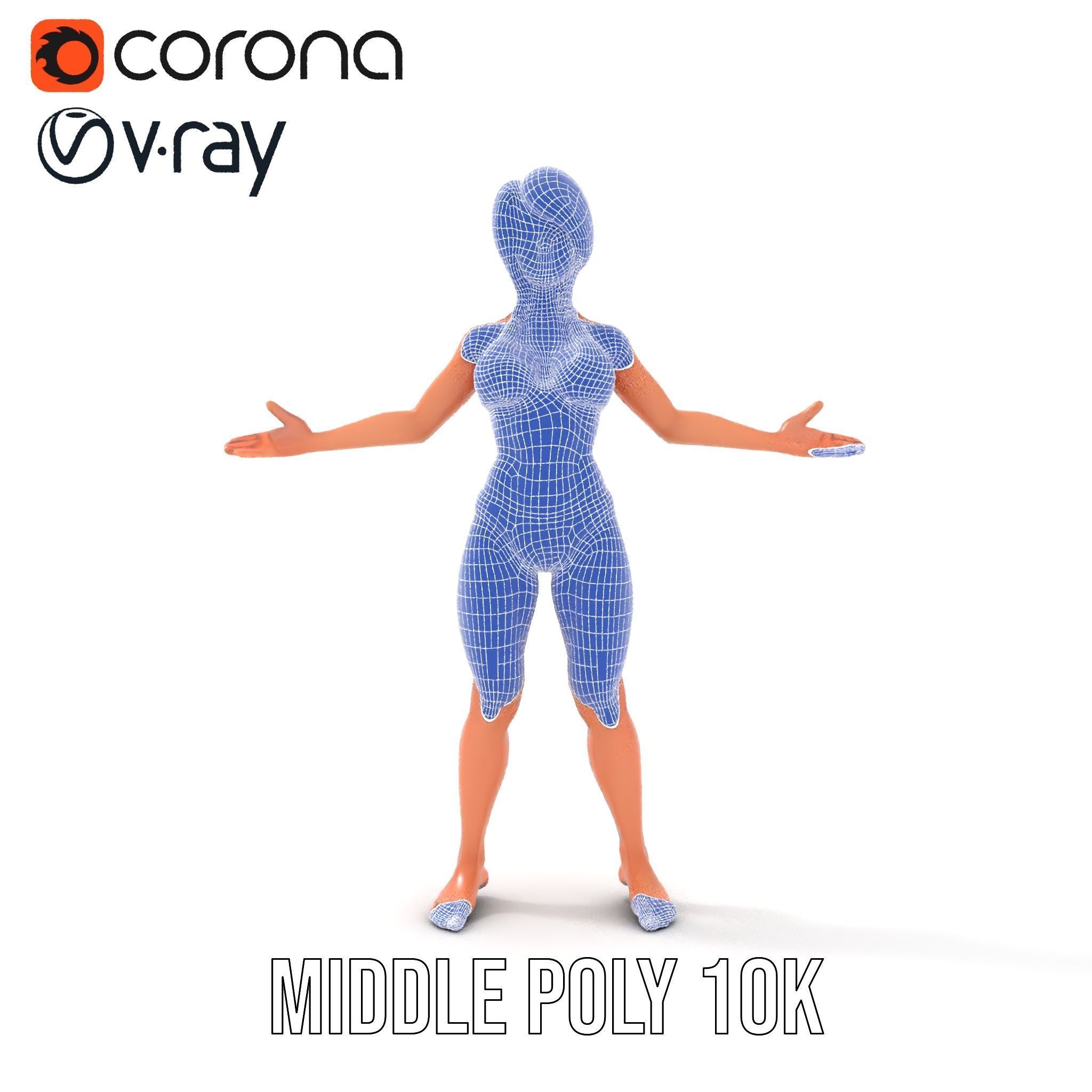 Bluehaired Bikini Character Rigged and Animated D Model Low-poly 3D model_29