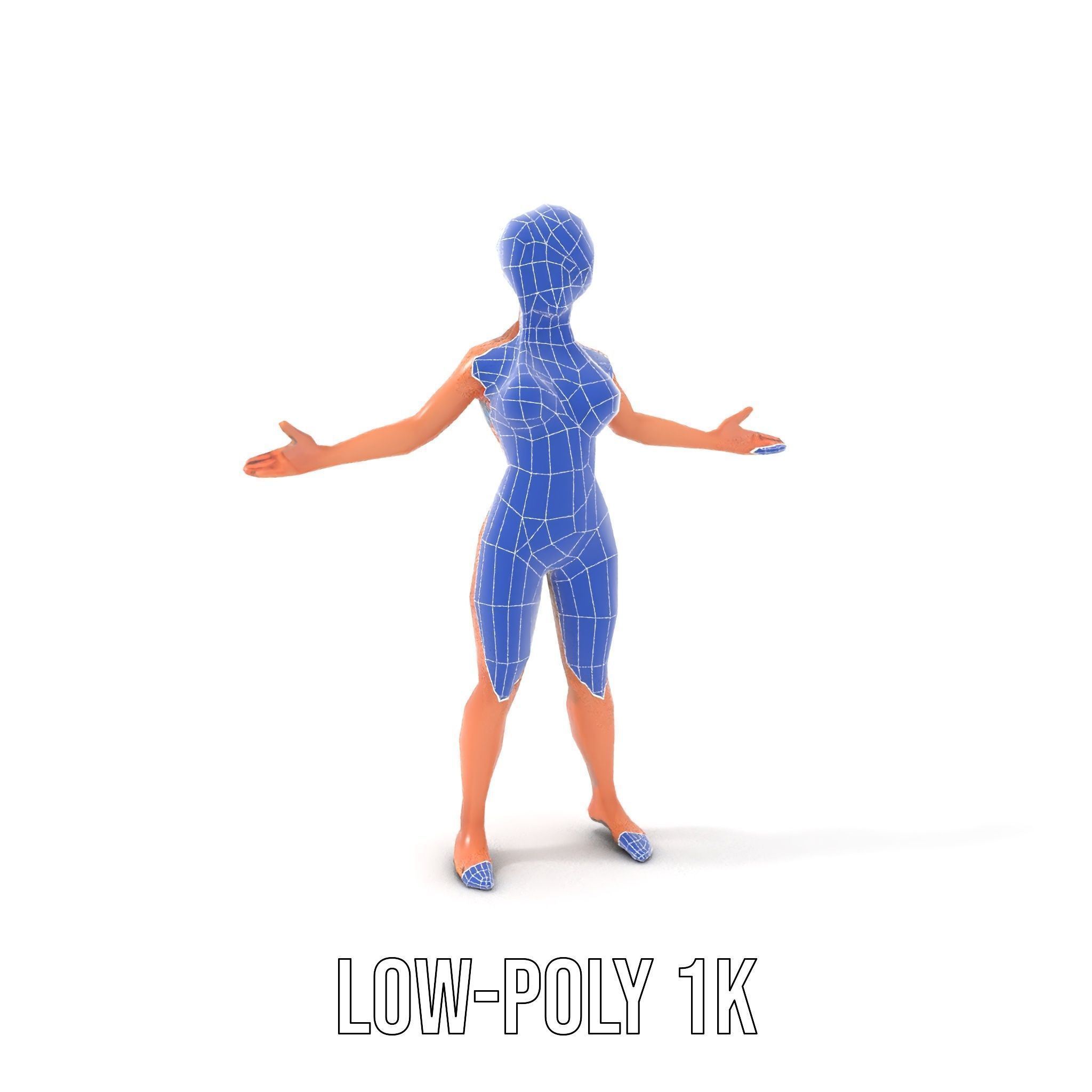 Bluehaired Bikini Character Rigged and Animated D Model Low-poly 3D model_8
