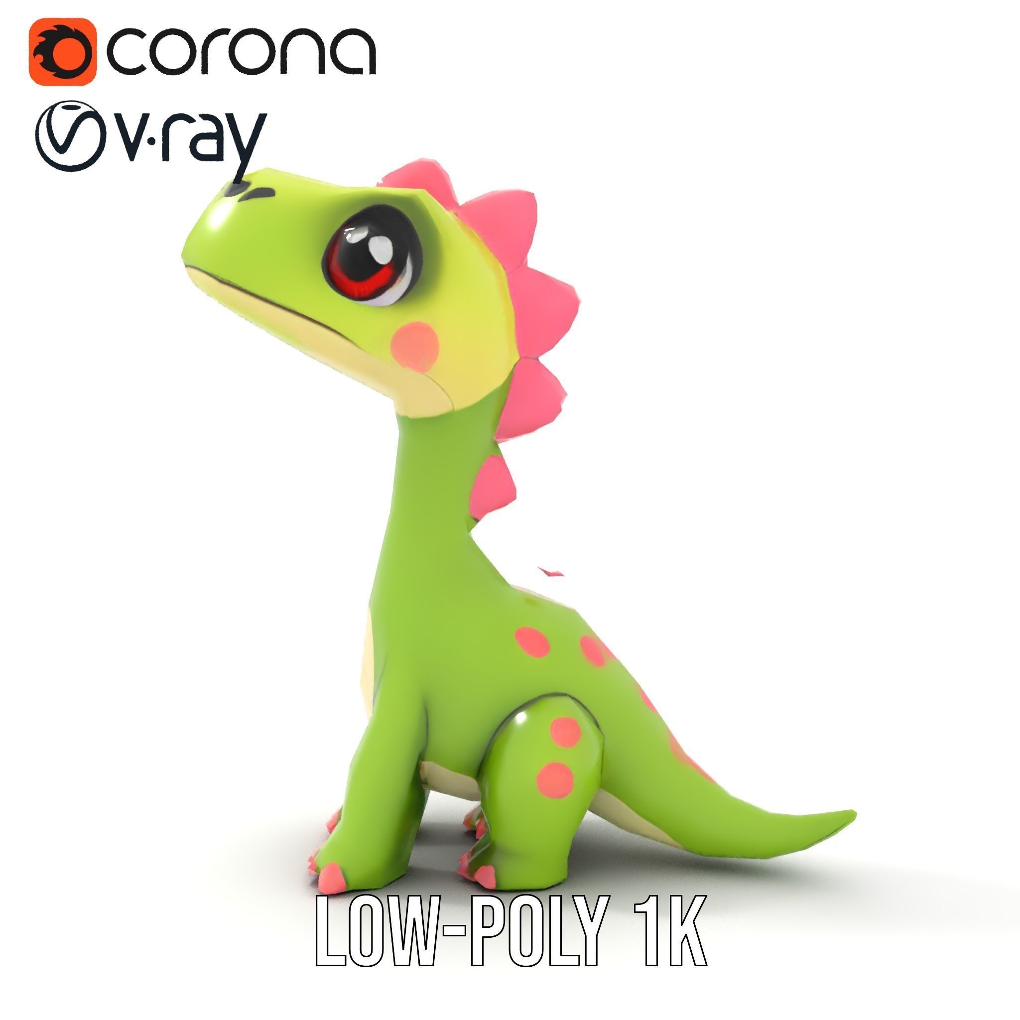 Cute Dinosaur Character Model Pack for Animation and Games Low-poly 3D model_14