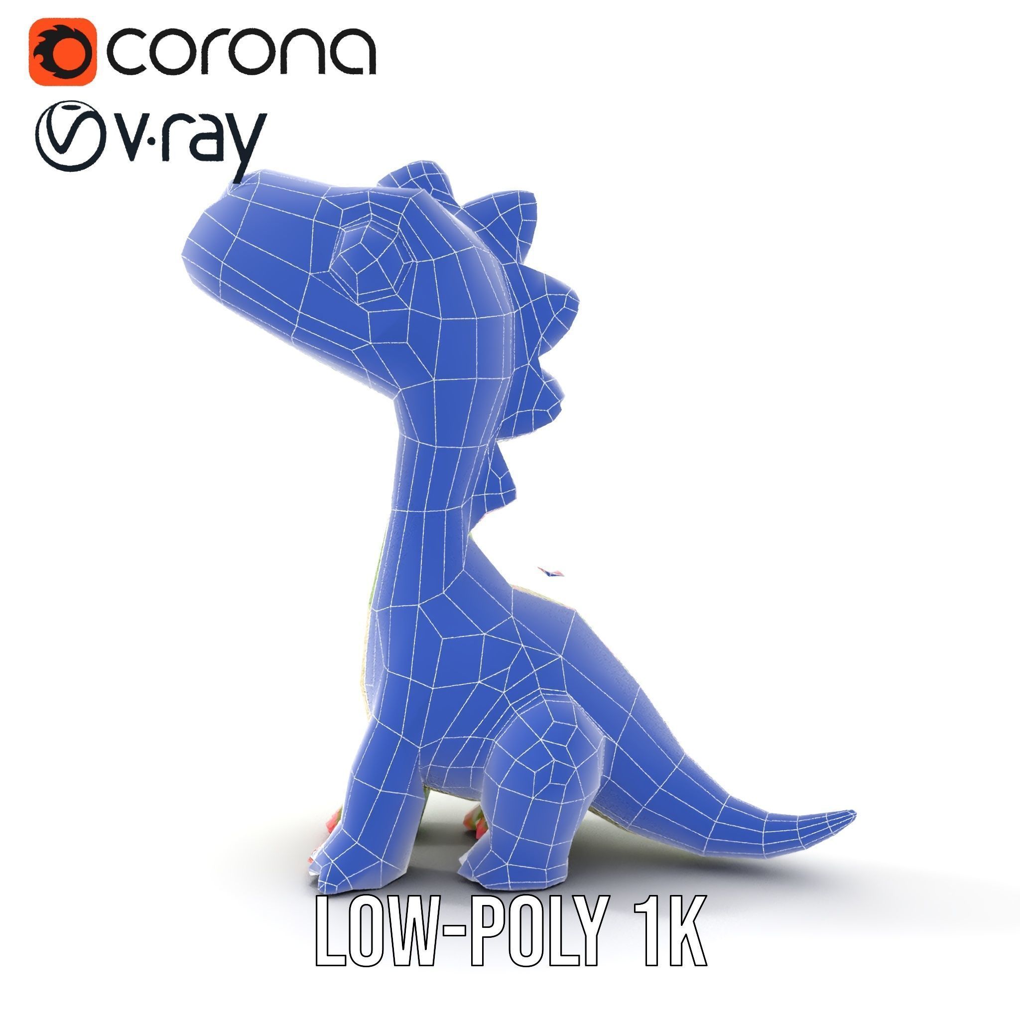 Cute Dinosaur Character Model Pack for Animation and Games Low-poly 3D model_24