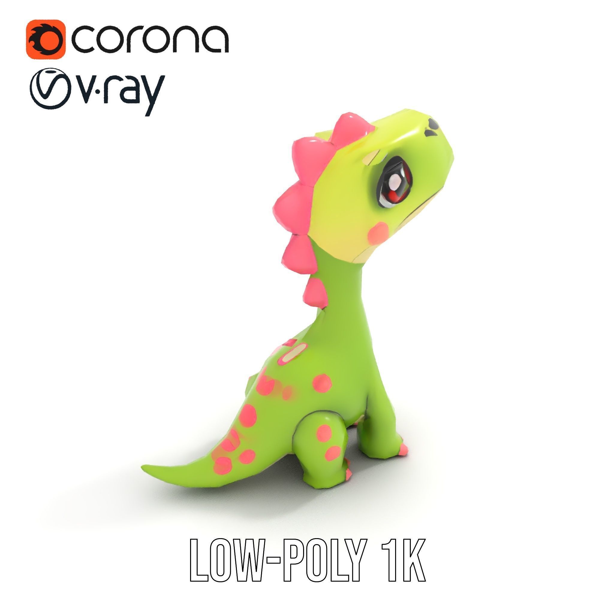 Cute Dinosaur Character Model Pack for Animation and Games Low-poly 3D model_9