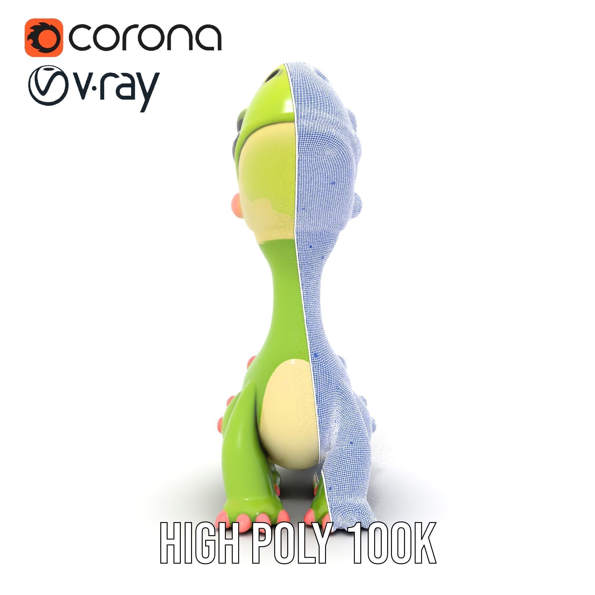 Cute Dinosaur Character Model Pack for Animation and Games Low-poly 3D model_34