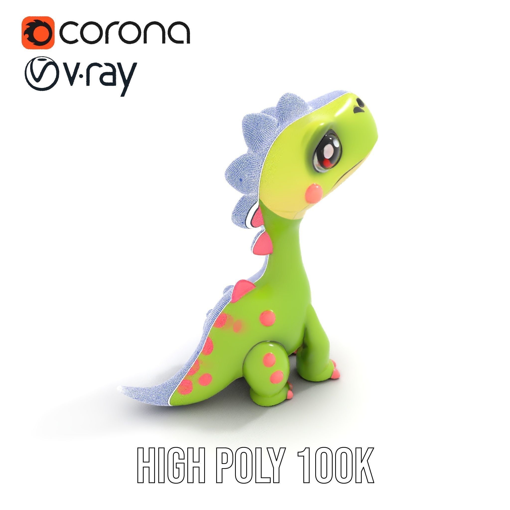 Cute Dinosaur Character Model Pack for Animation and Games Low-poly 3D model_31