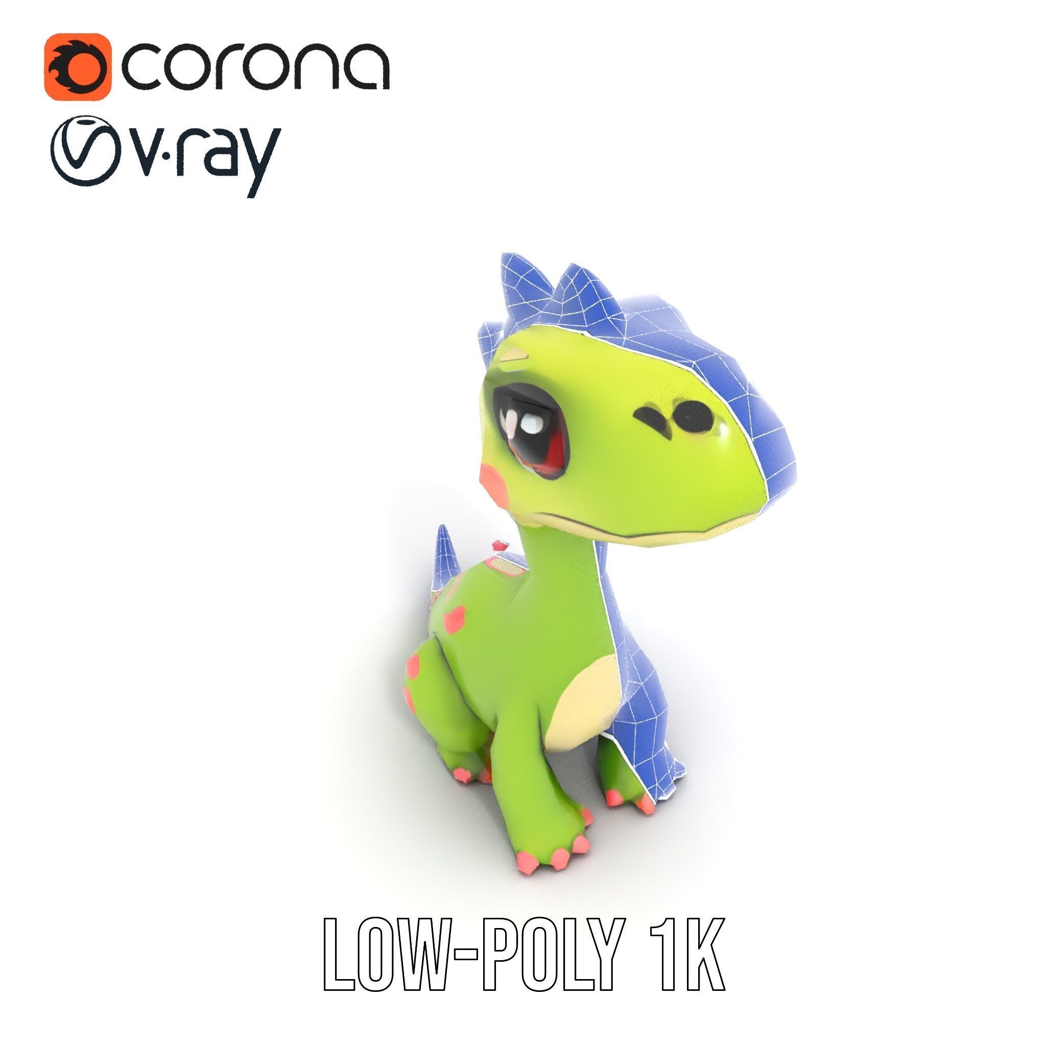 Cute Dinosaur Character Model Pack for Animation and Games Low-poly 3D model_30
