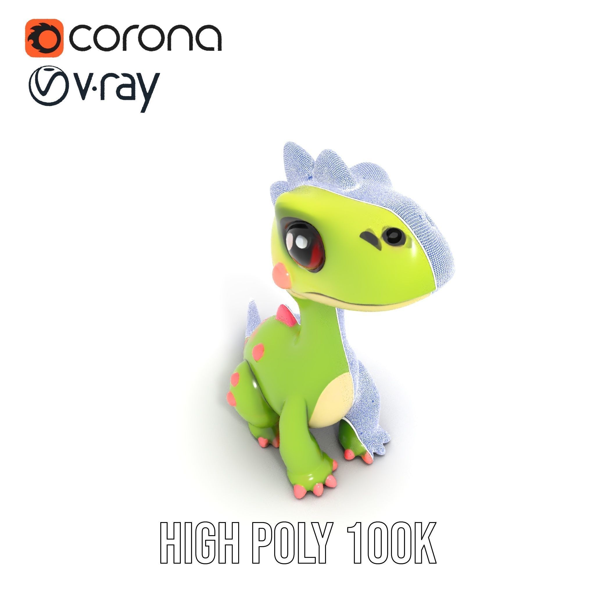 Cute Dinosaur Character Model Pack for Animation and Games Low-poly 3D model_33