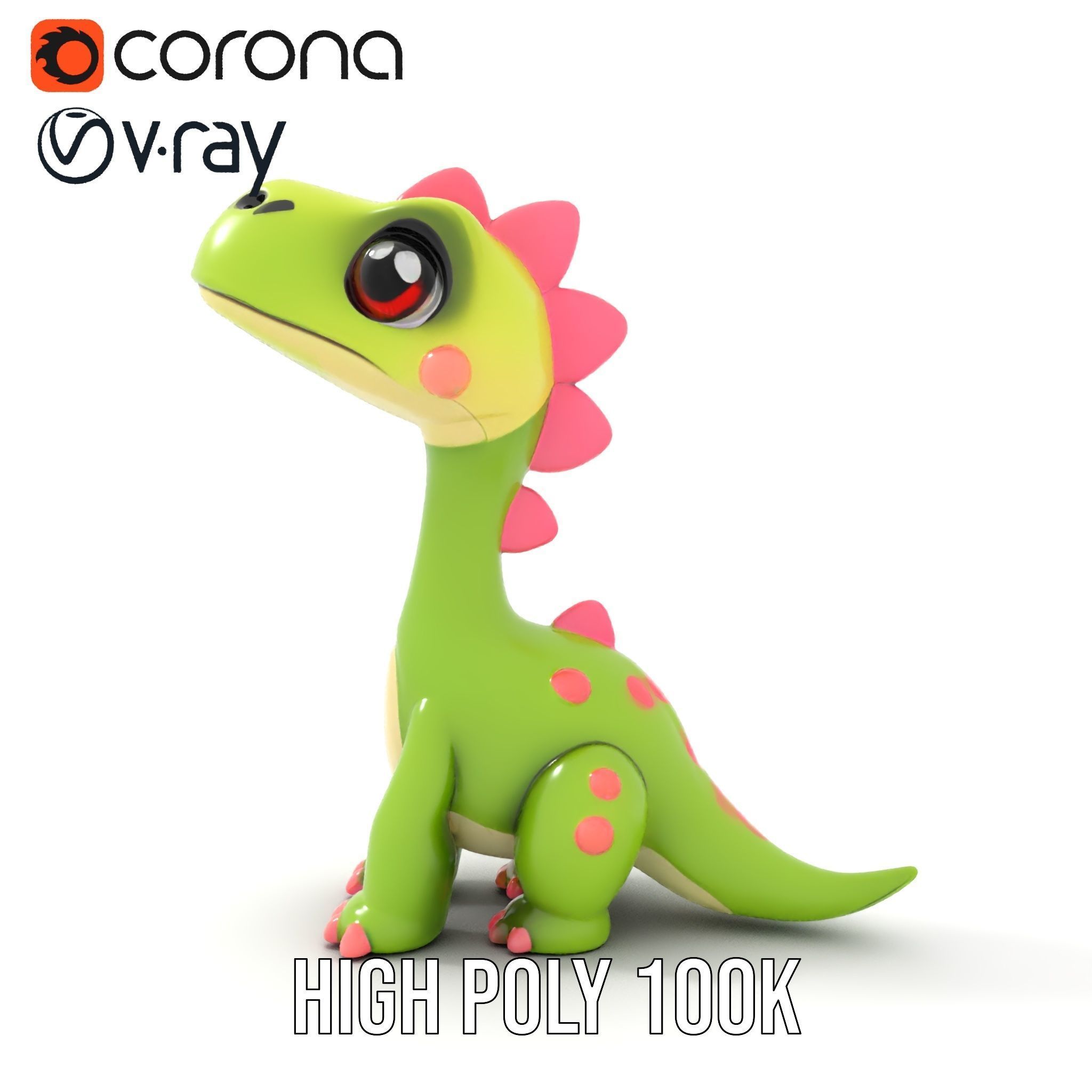 Cute Dinosaur Character Model Pack for Animation and Games Low-poly 3D model_28