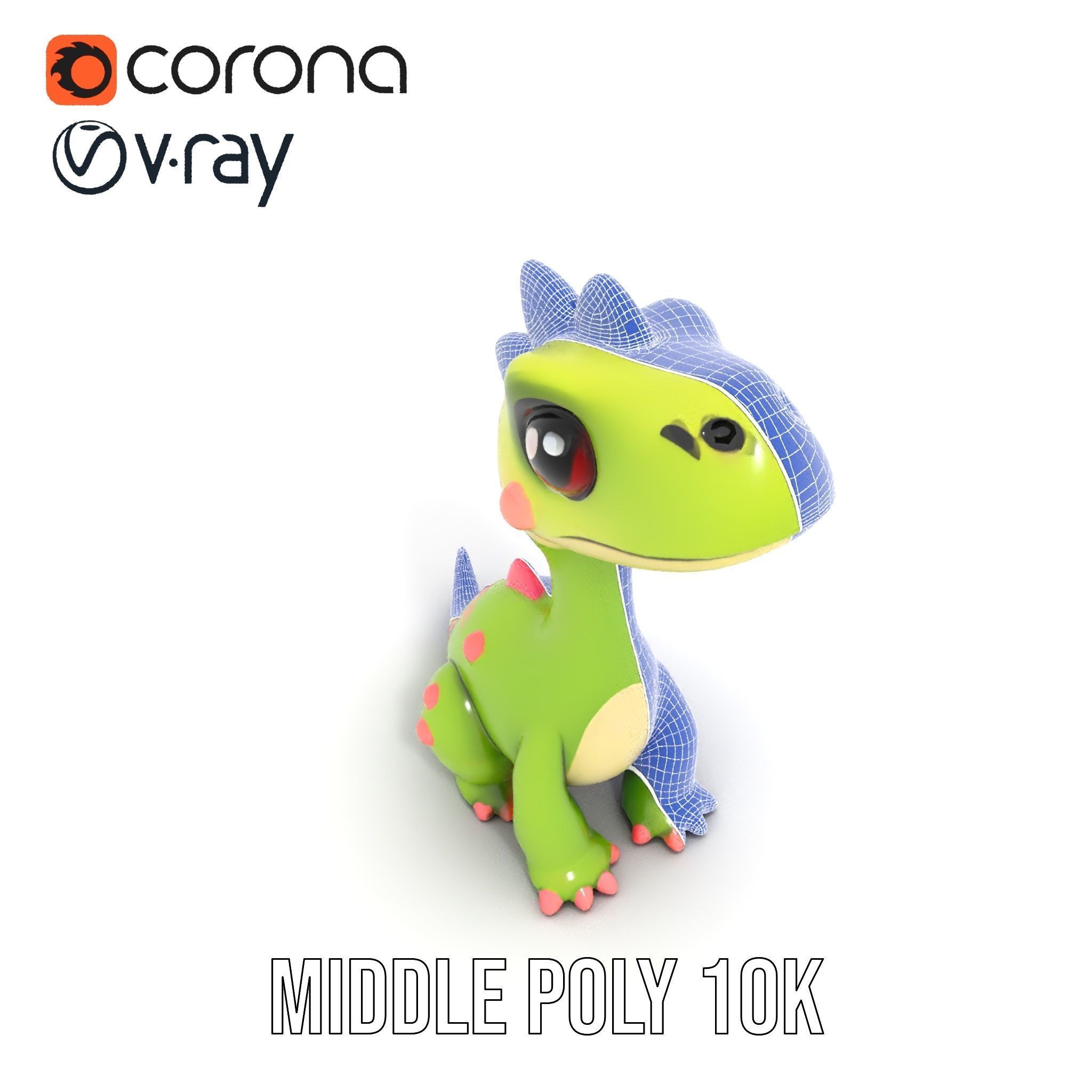 Cute Dinosaur Character Model Pack for Animation and Games Low-poly 3D model_26