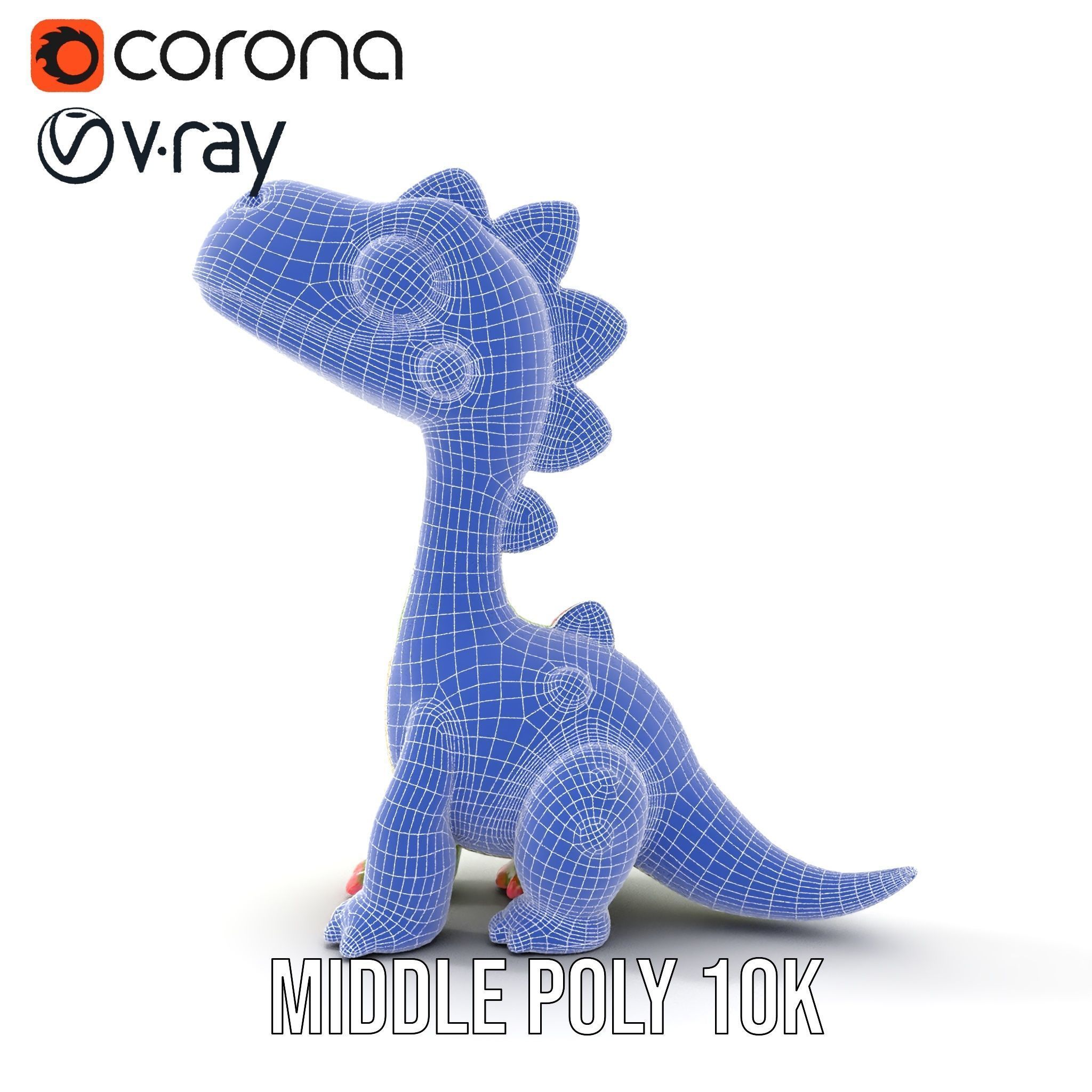Cute Dinosaur Character Model Pack for Animation and Games Low-poly 3D model_29