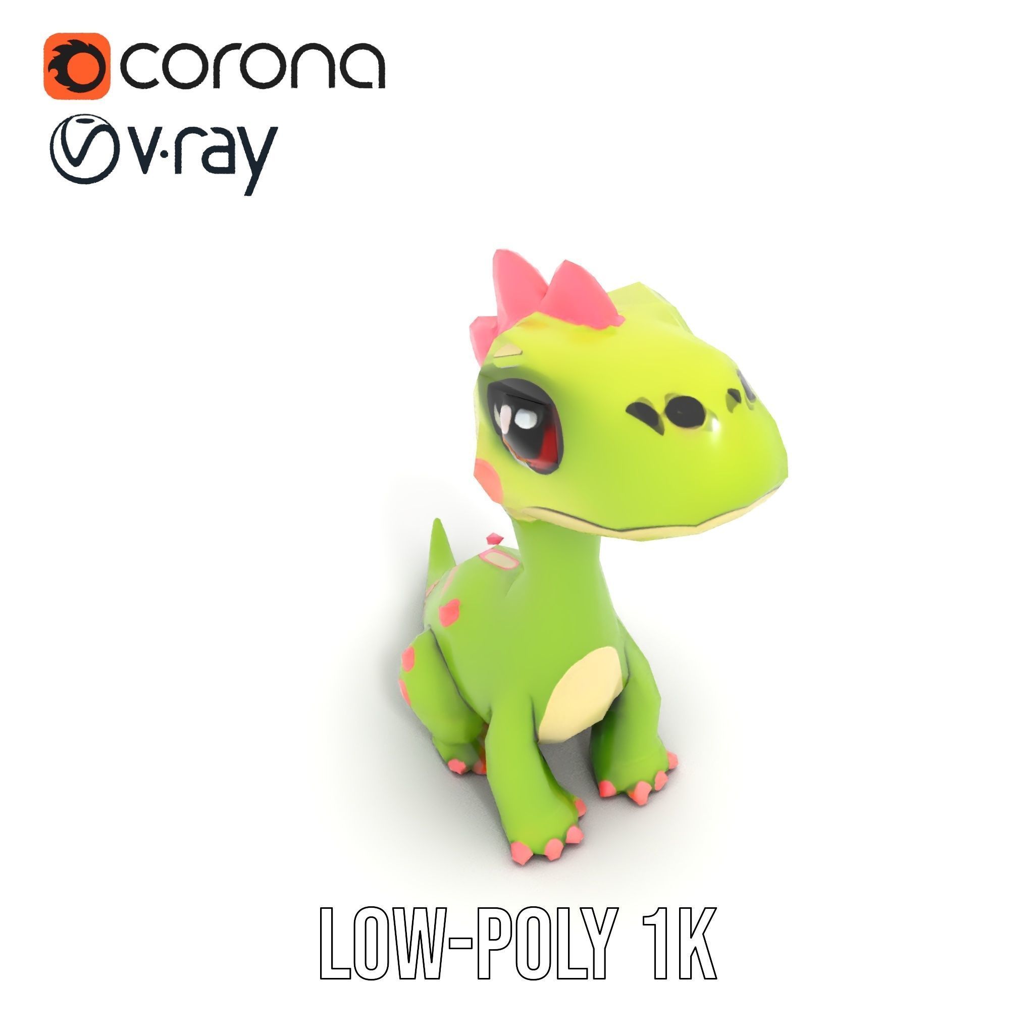 Cute Dinosaur Character Model Pack for Animation and Games Low-poly 3D model_16