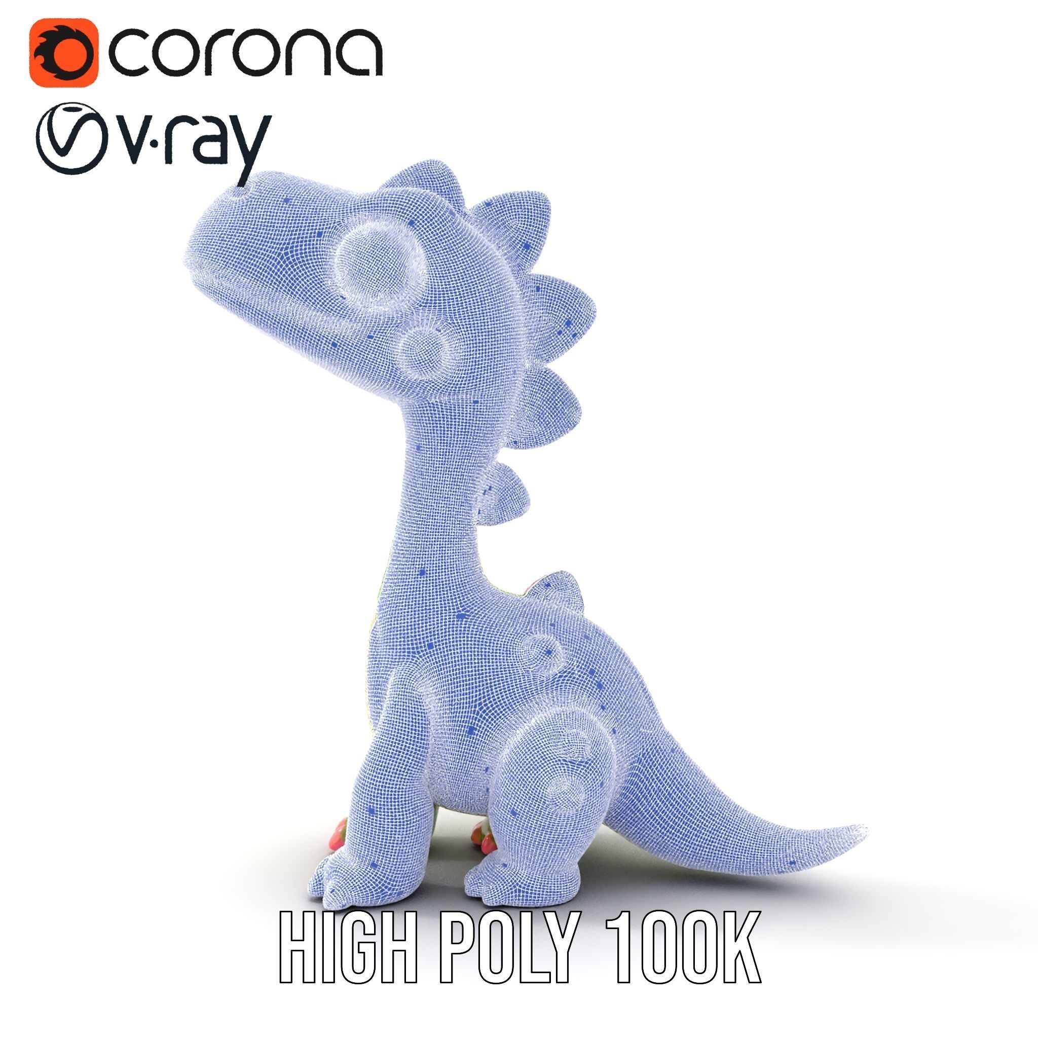 Cute Dinosaur Character Model Pack for Animation and Games Low-poly 3D model_32