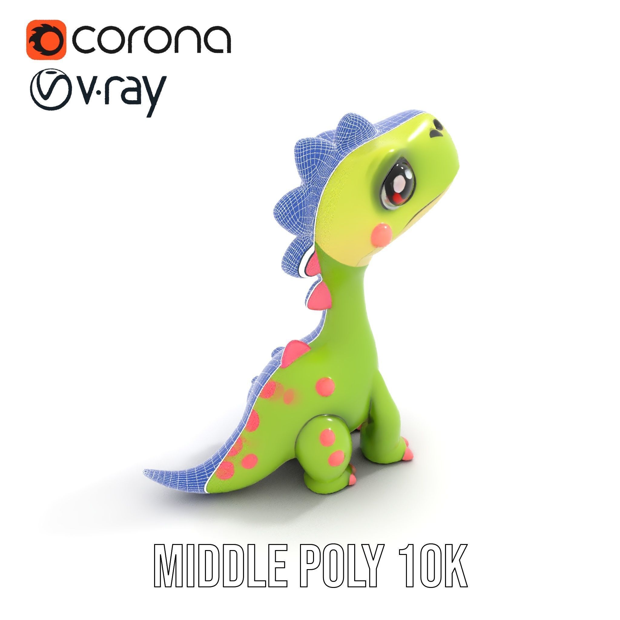 Cute Dinosaur Character Model Pack for Animation and Games Low-poly 3D model_15
