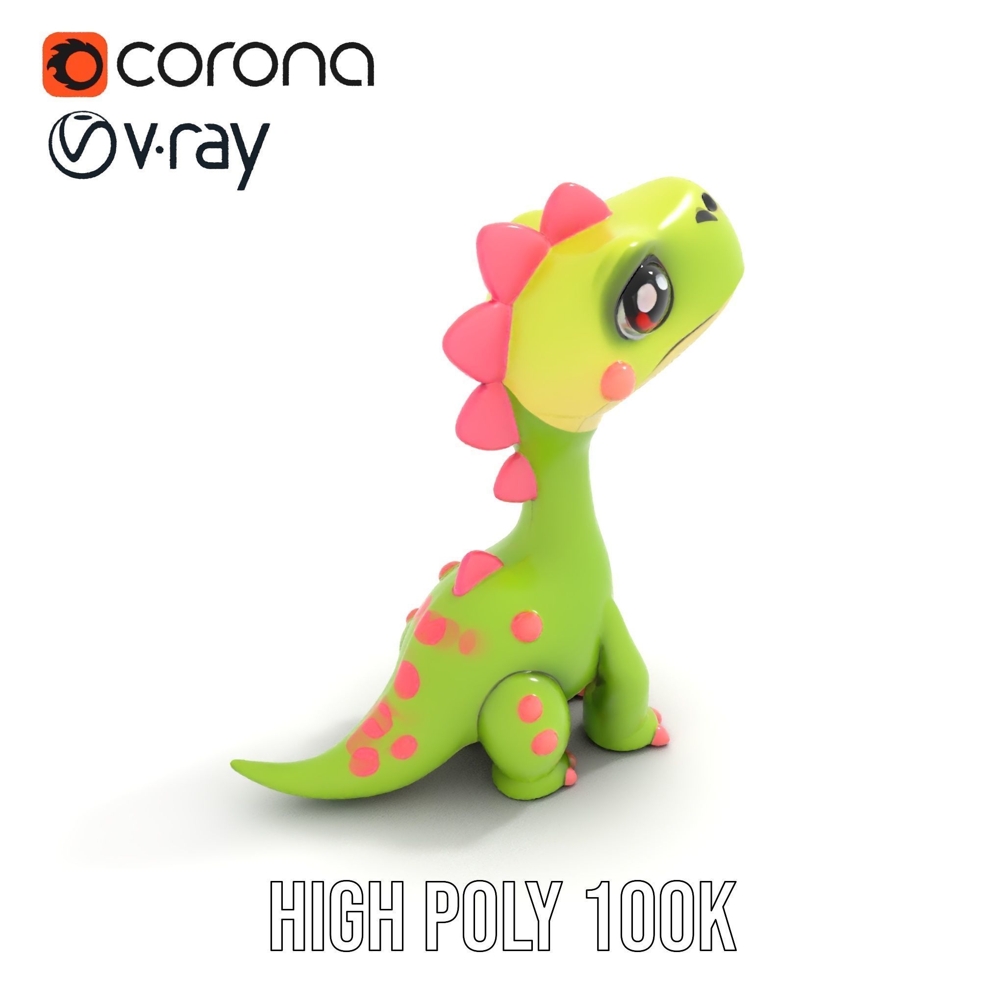 Cute Dinosaur Character Model Pack for Animation and Games Low-poly 3D model_25
