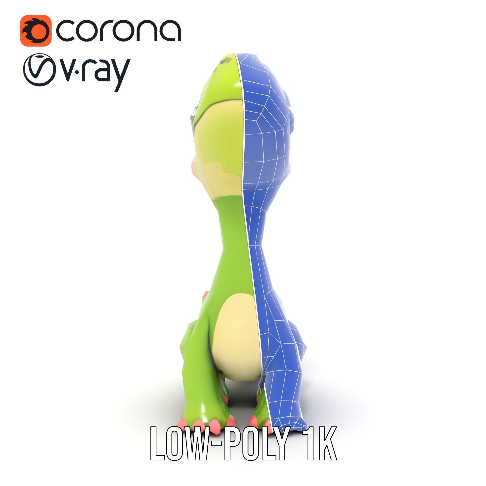 Cute Dinosaur Character Model Pack for Animation and Games Low-poly 3D model_27