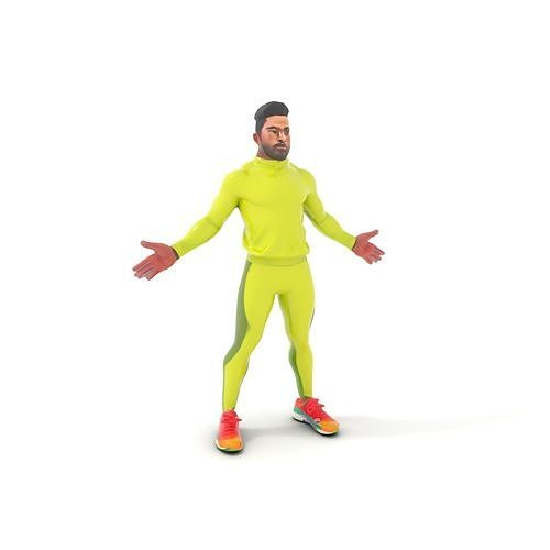 Neon Tracksuit Runner HighPerformance Rigged and Animated D C... Low-poly 3D model