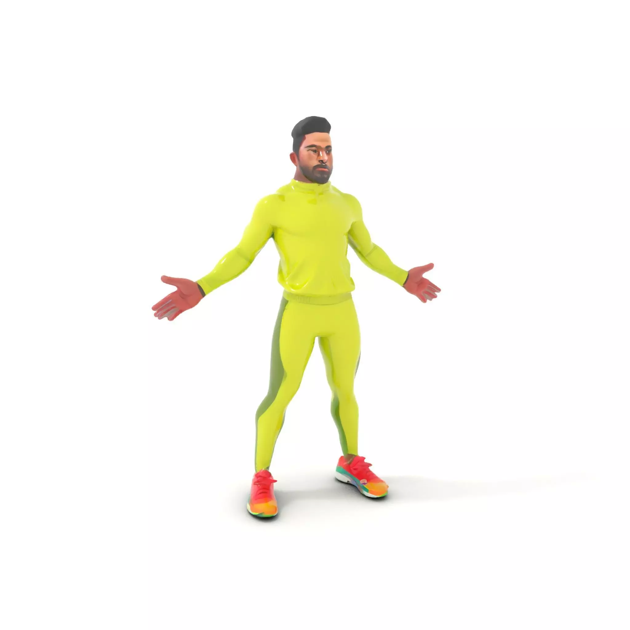 Neon Tracksuit Runner HighPerformance Rigged and Animated D C... Low-poly 3D model