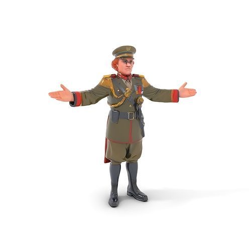 Soviet Military Officer Rigged and Animated for D Games and C... Low-poly 3D model