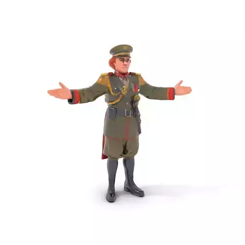Soviet Military Officer Rigged and Animated for D Games and C... Low-poly 3D model