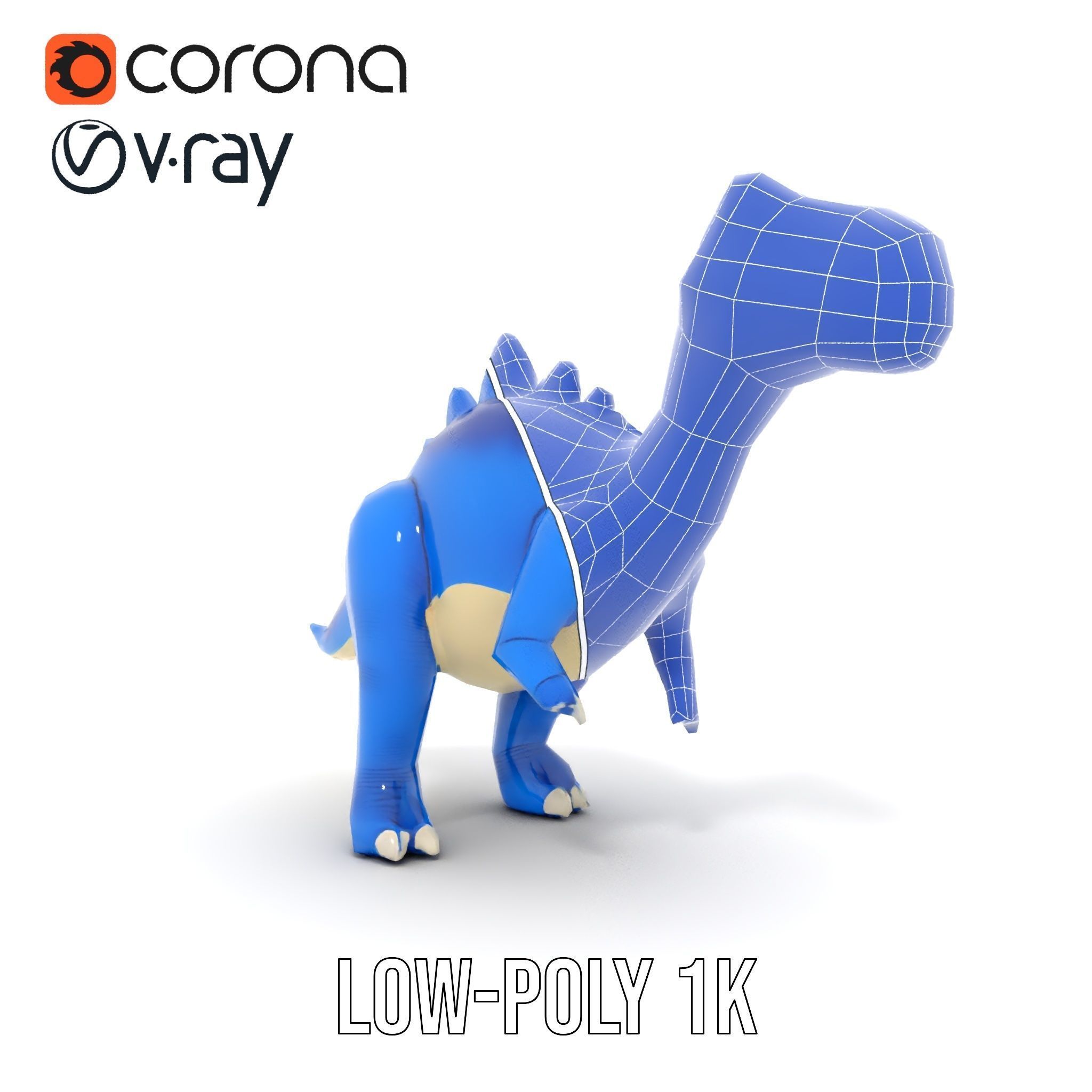 Stegosaurus Dinosaur Model Pack with PBR Textures Low-poly 3D model_25