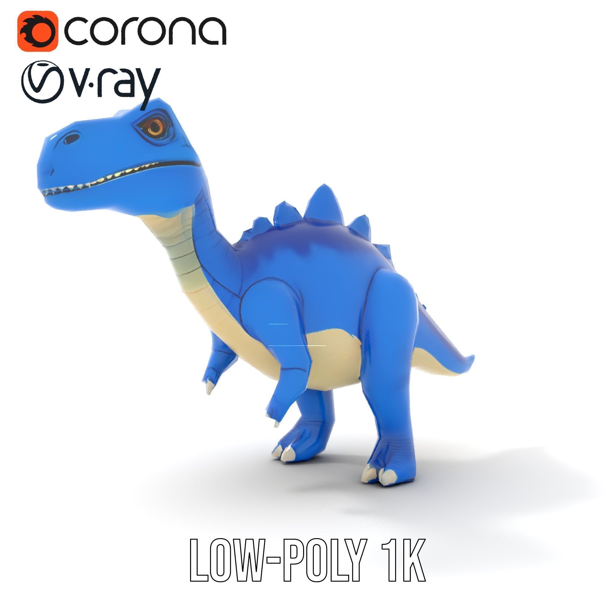 Stegosaurus Dinosaur Model Pack with PBR Textures Low-poly 3D model_14
