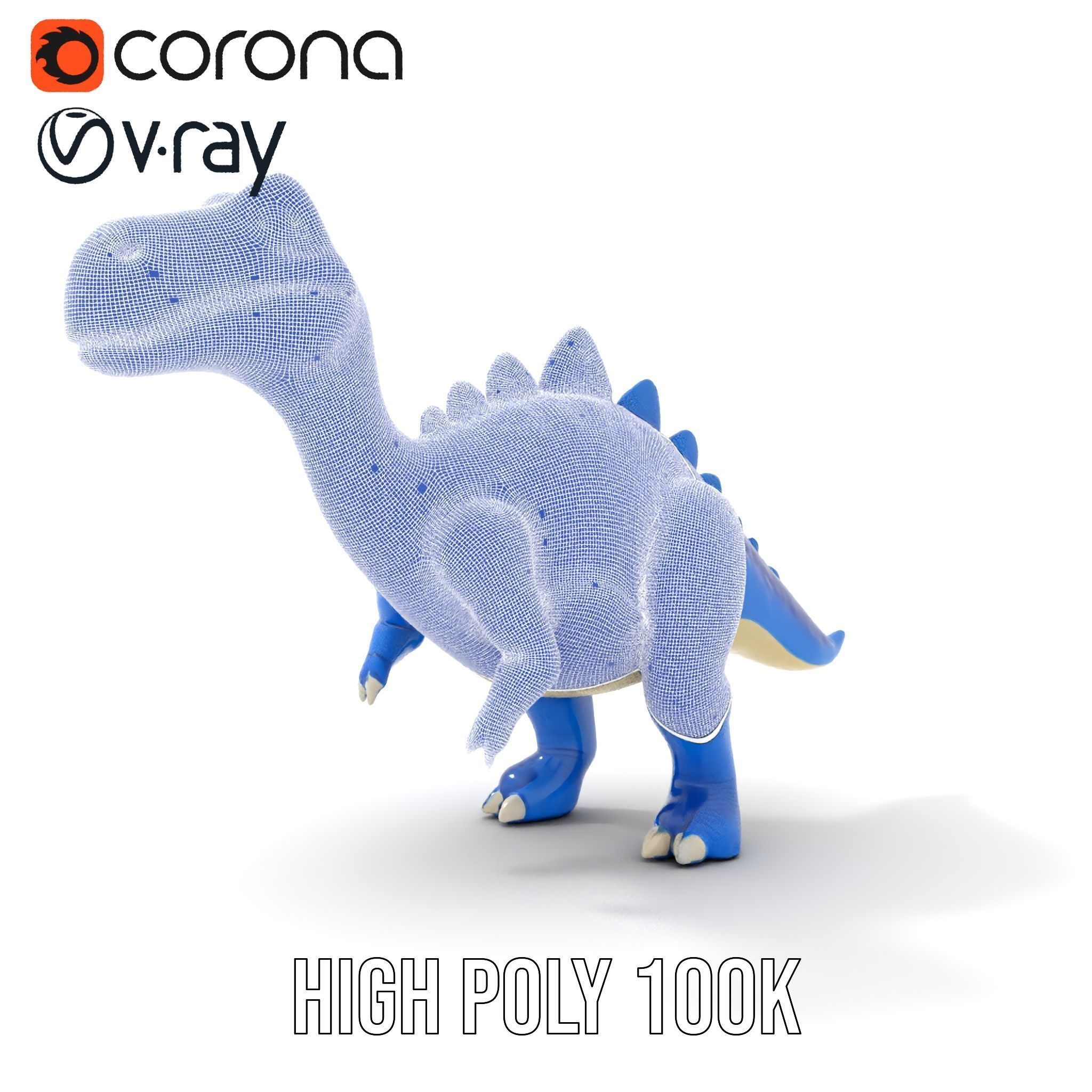 Stegosaurus Dinosaur Model Pack with PBR Textures Low-poly 3D model_32