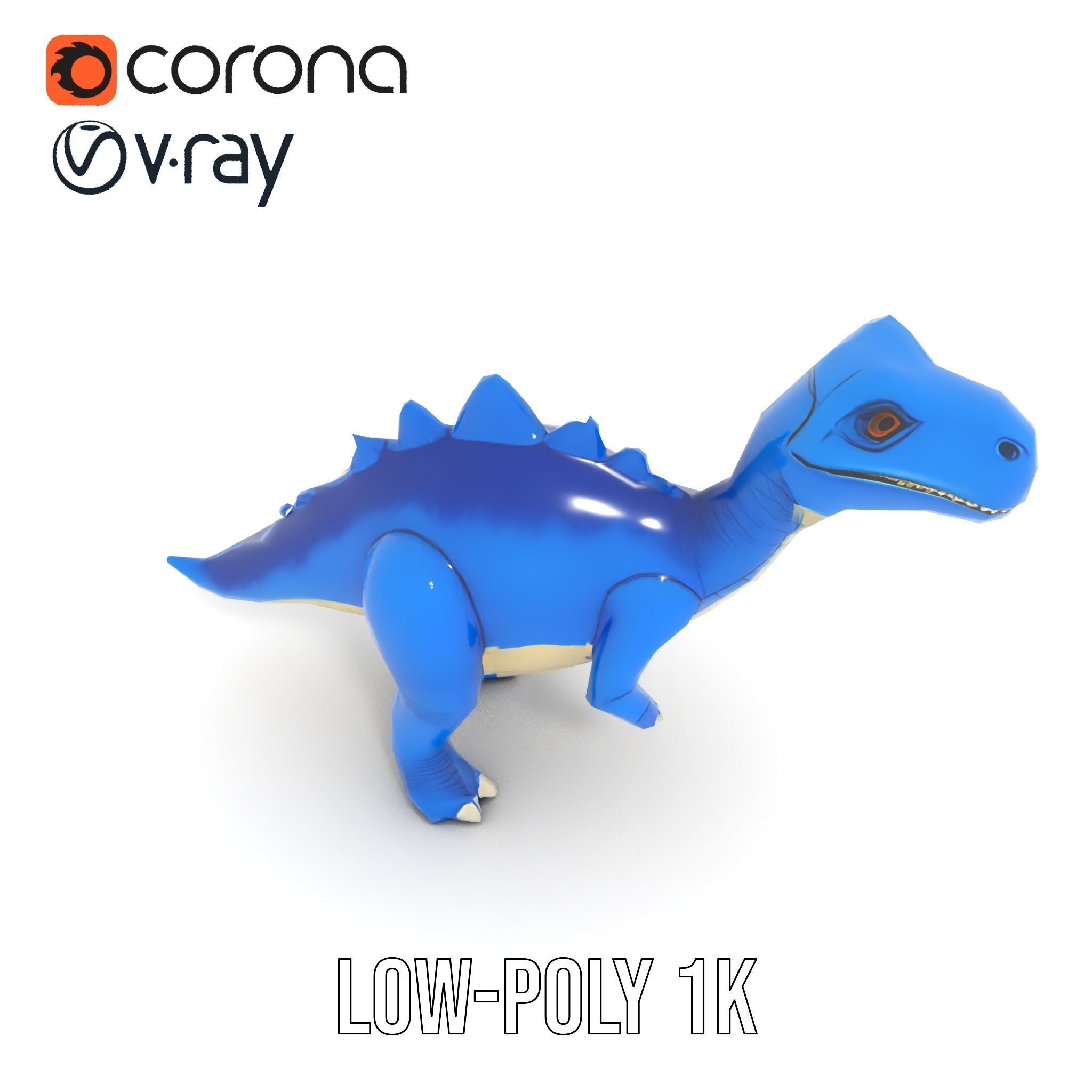 Stegosaurus Dinosaur Model Pack with PBR Textures Low-poly 3D model_9