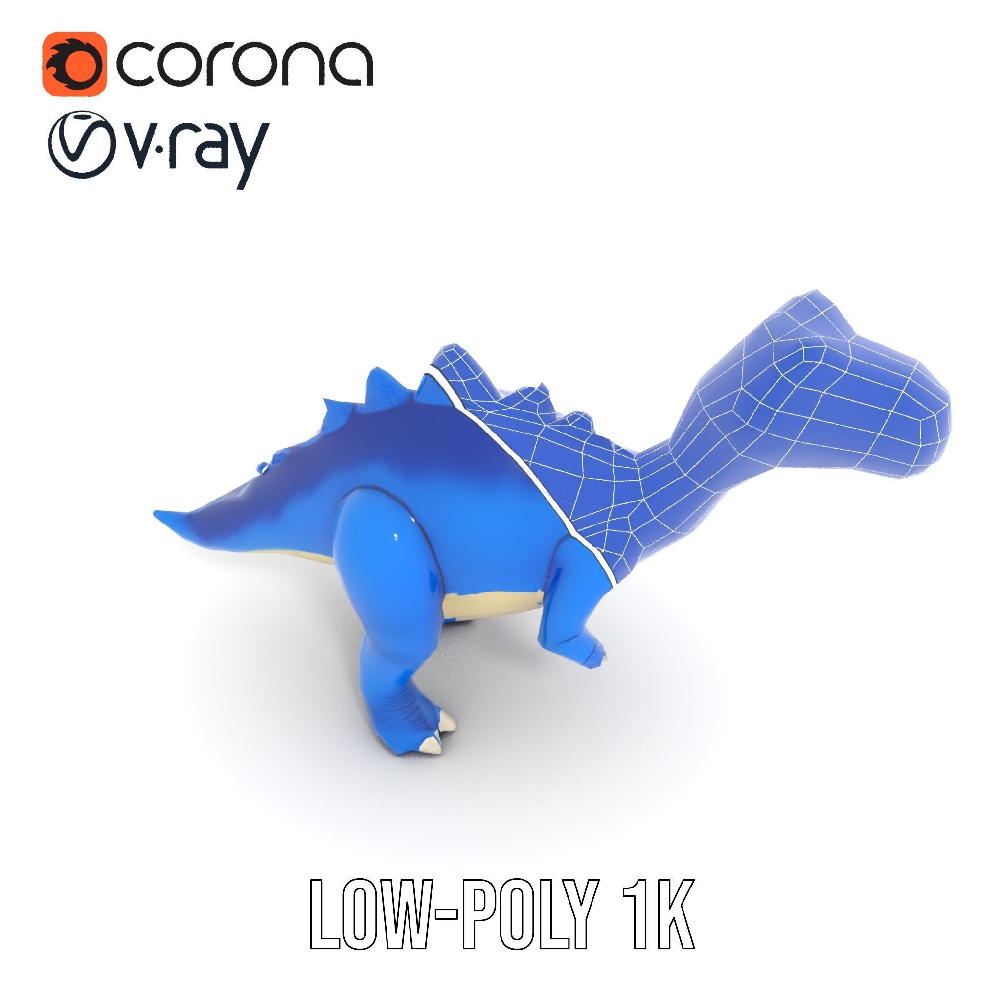 Stegosaurus Dinosaur Model Pack with PBR Textures Low-poly 3D model_17