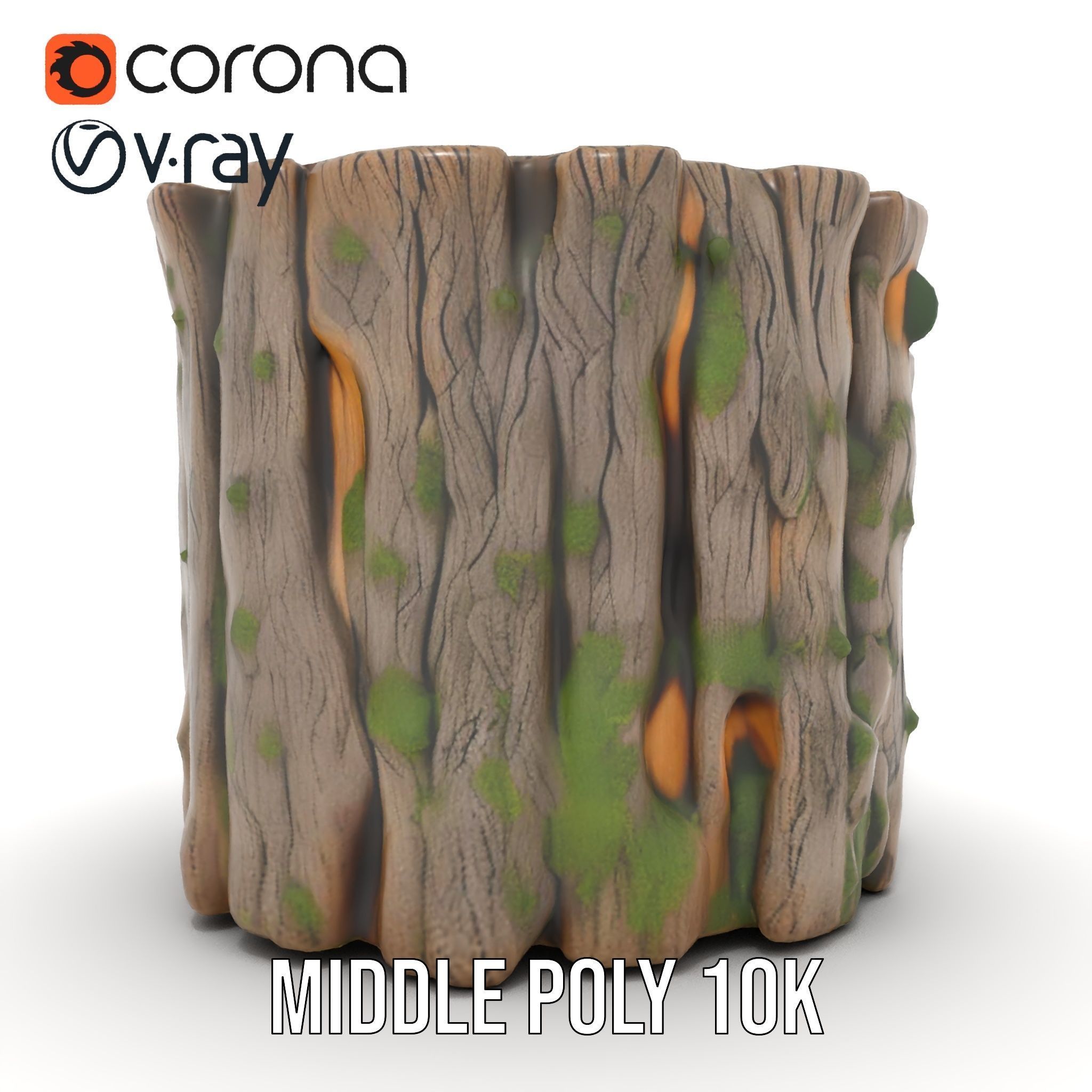 Mossy Tree Stump with Hollow Cavities Model Pack Low-poly 3D model_13