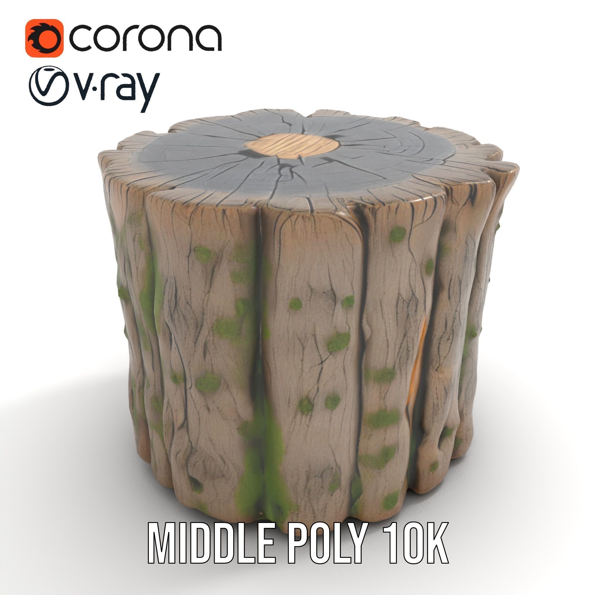 Mossy Tree Stump with Hollow Cavities Model Pack Low-poly 3D model_11