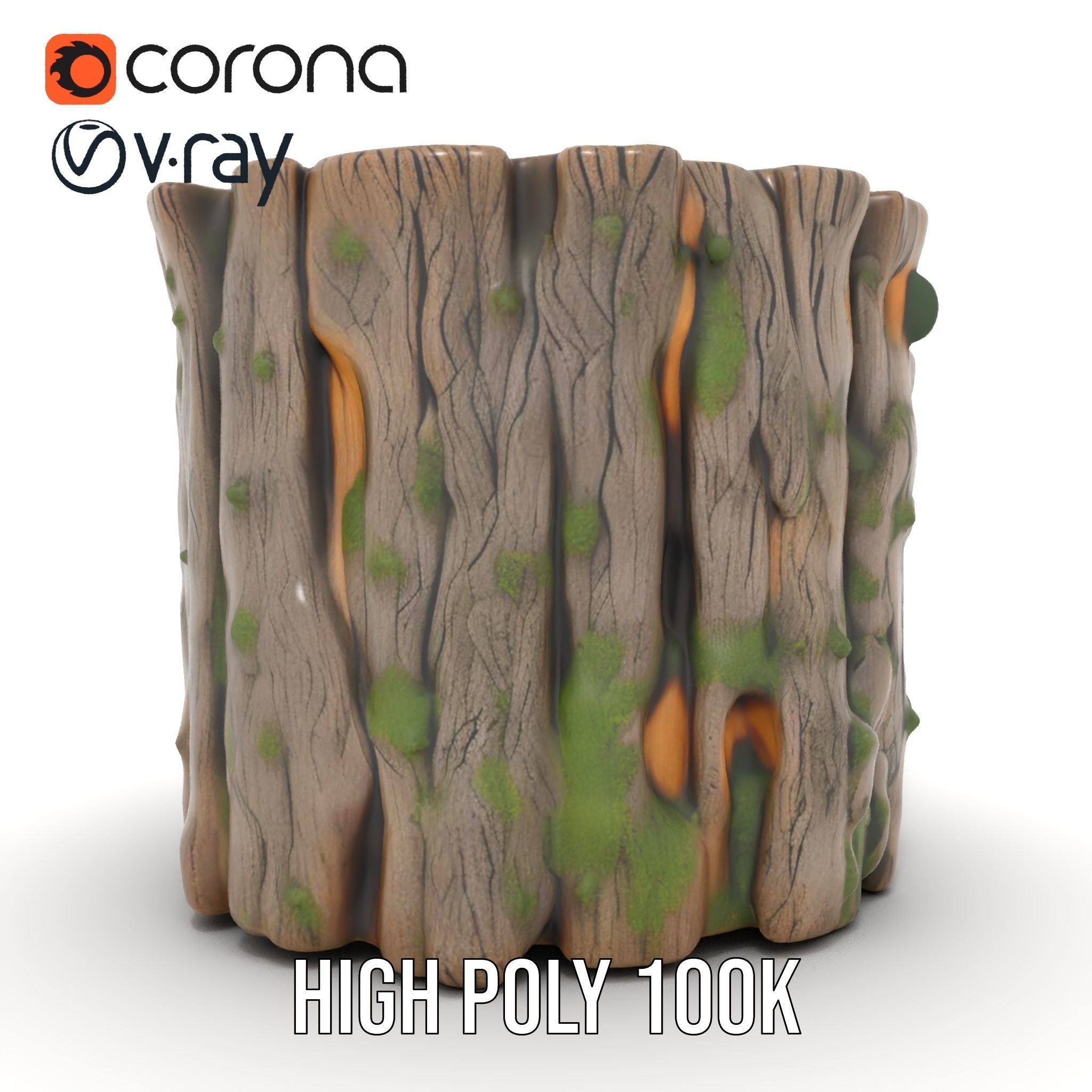 Mossy Tree Stump with Hollow Cavities Model Pack Low-poly 3D model_23