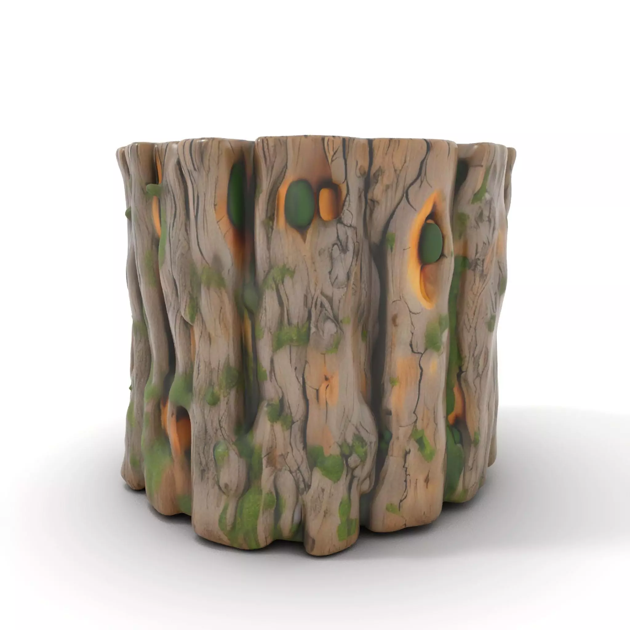 Mossy Tree Stump with Hollow Cavities Model Pack Low-poly 3D model_0