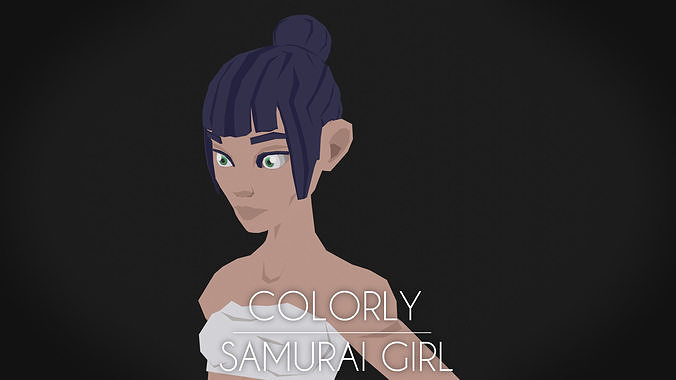 Colorly - Samurai Girl - Game Ready - Rigged - Customizable Low-poly 3D model