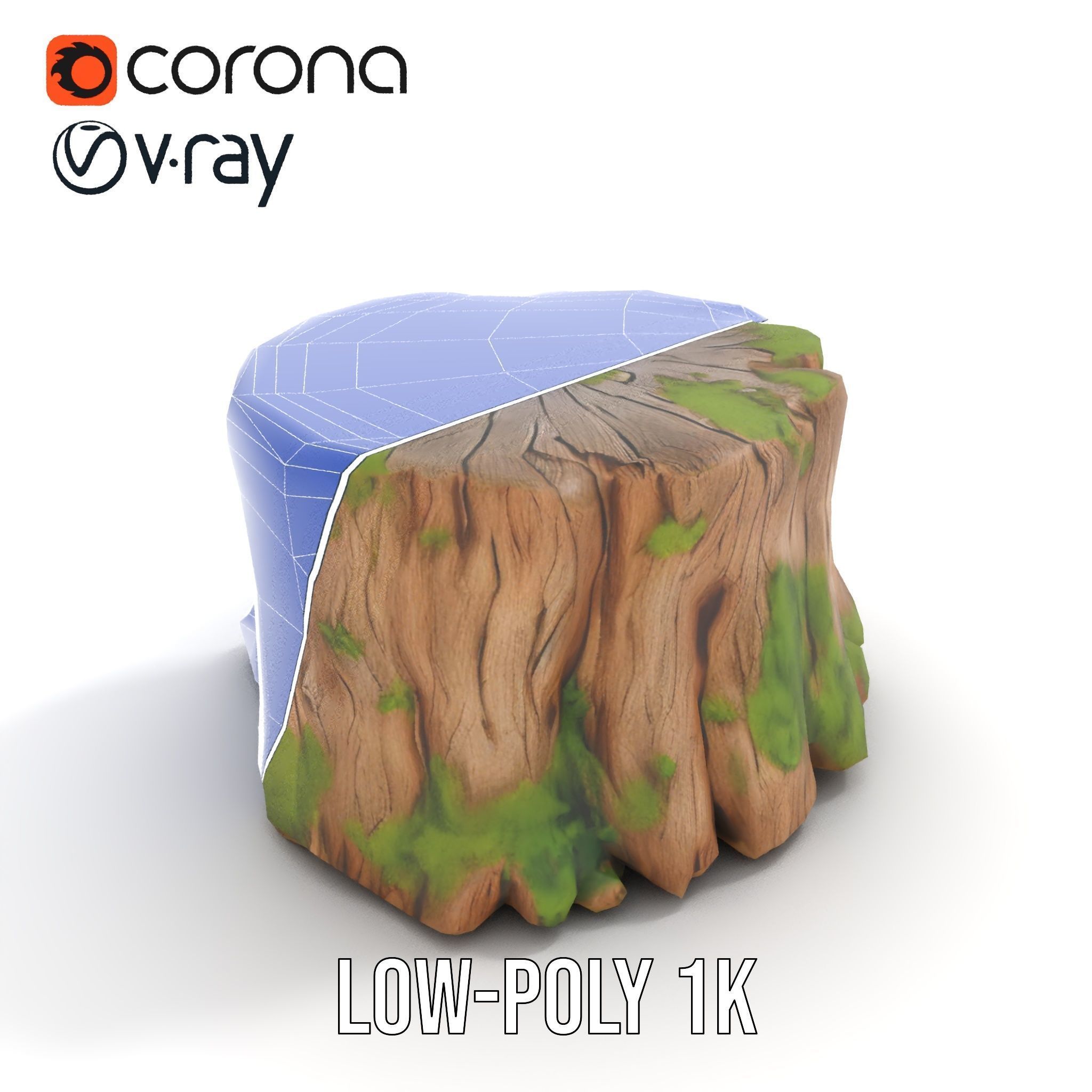 Tree Stump with Moss Model Pack Low-poly 3D model_14