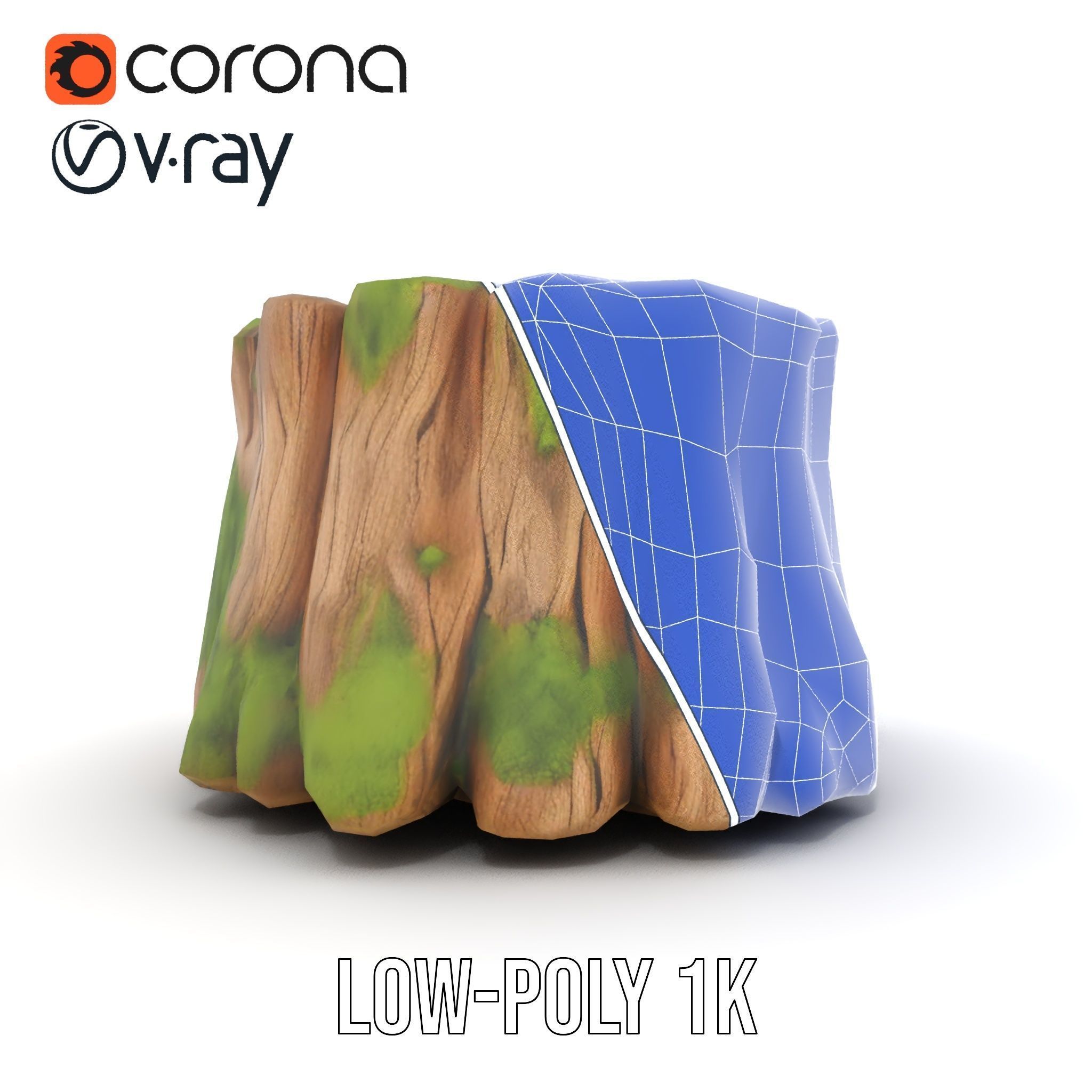 Tree Stump with Moss Model Pack Low-poly 3D model_23