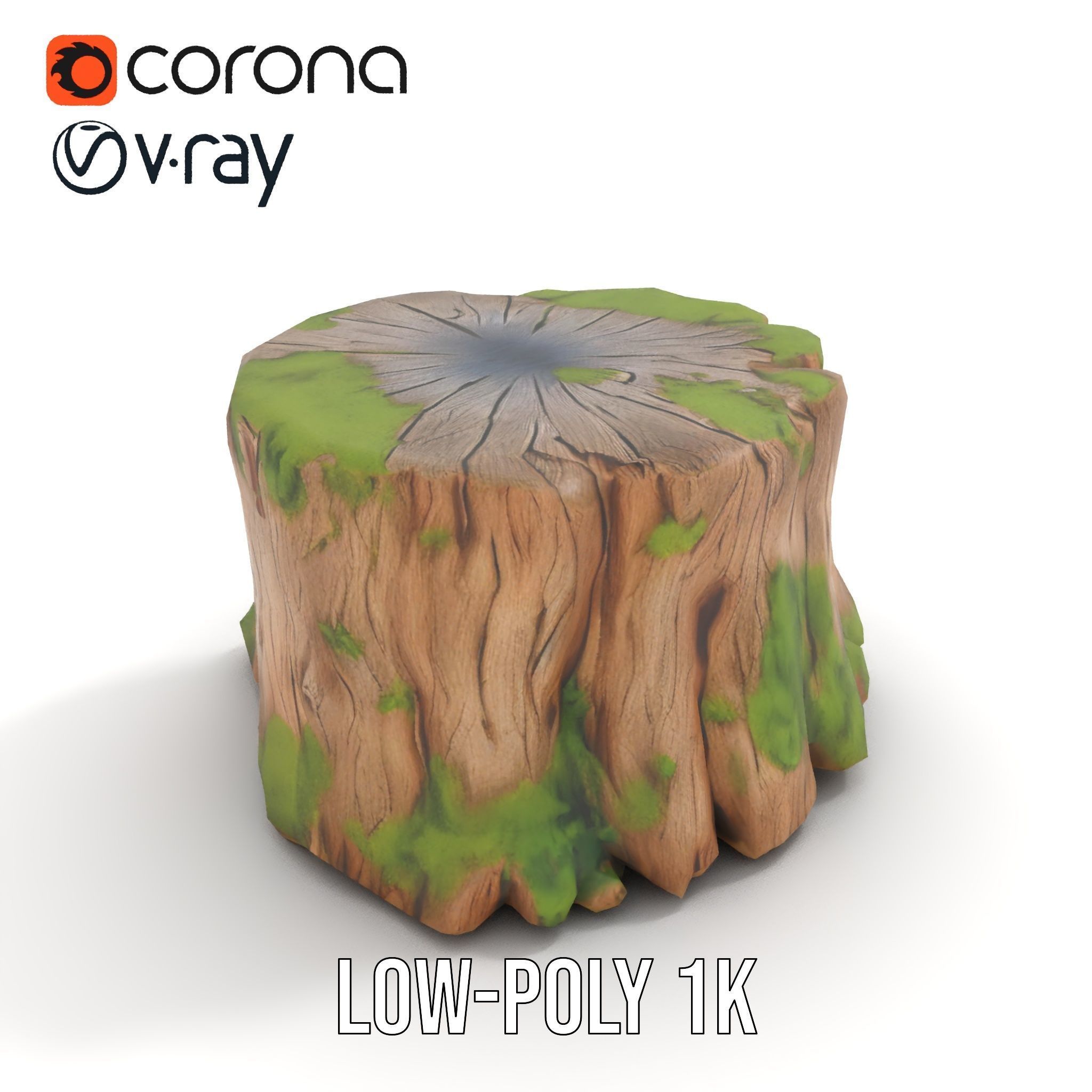 Tree Stump with Moss Model Pack Low-poly 3D model_20