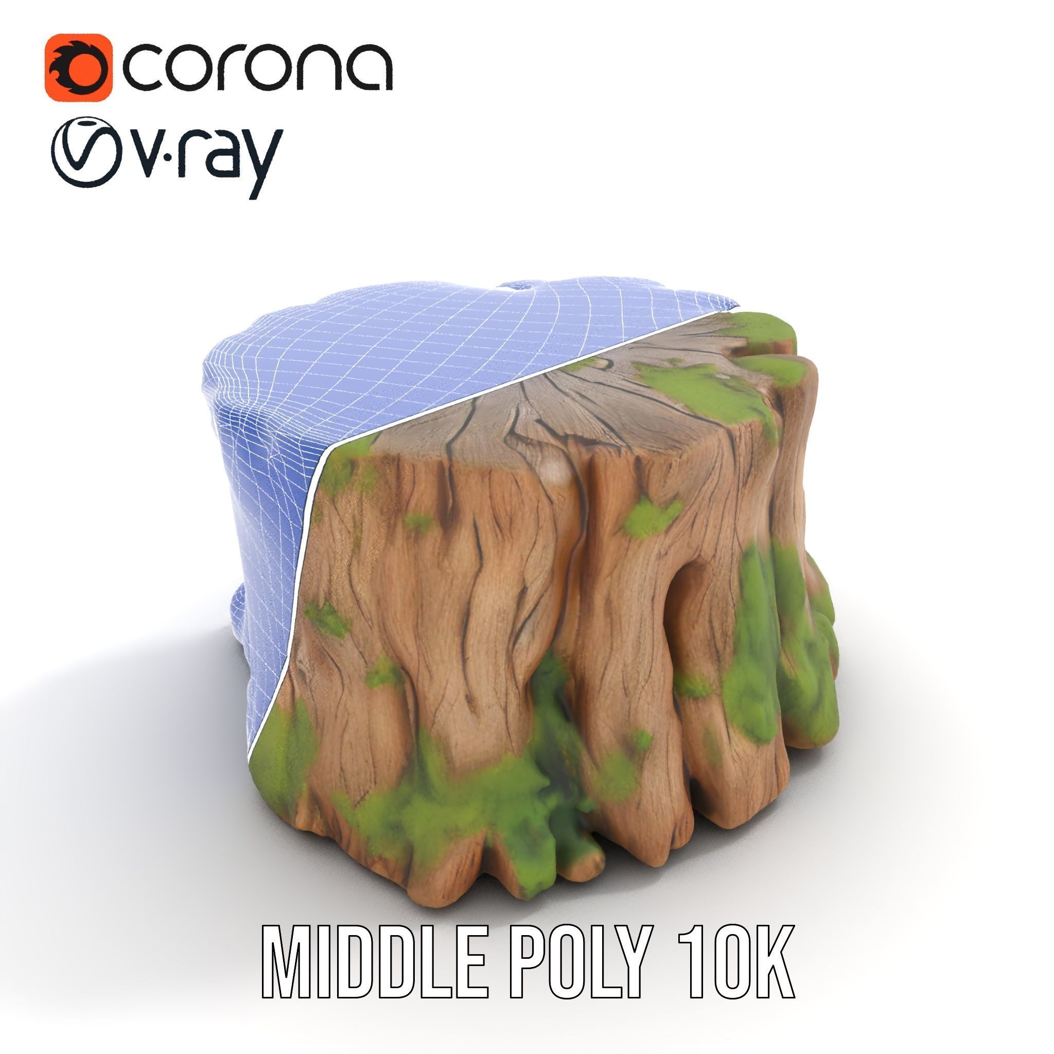 Tree Stump with Moss Model Pack Low-poly 3D model_11