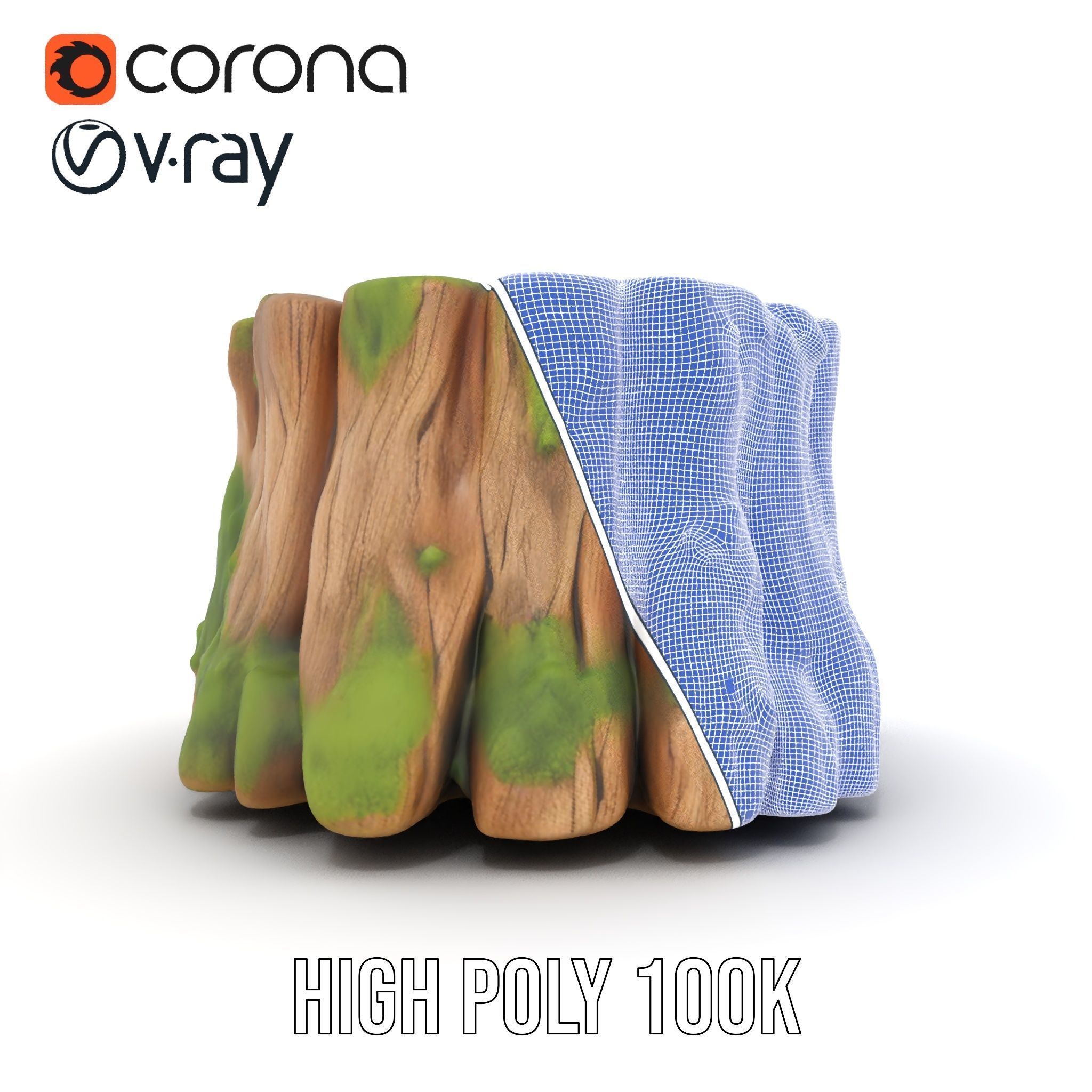 Tree Stump with Moss Model Pack Low-poly 3D model_32