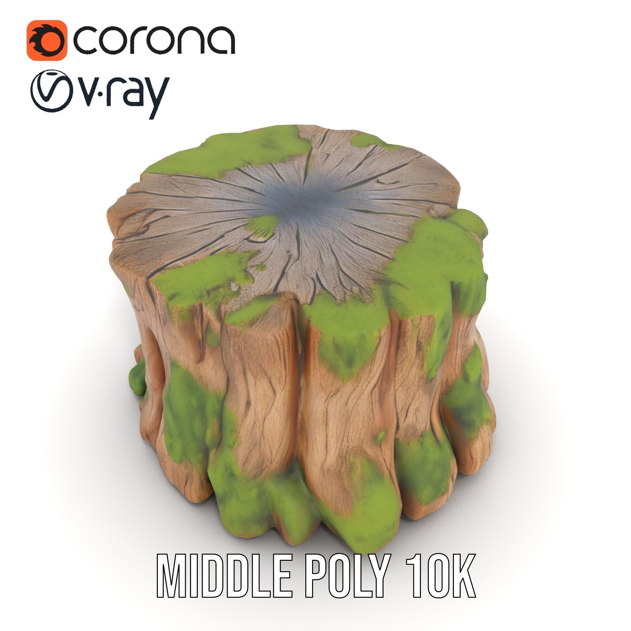 Tree Stump with Moss Model Pack Low-poly 3D model_27
