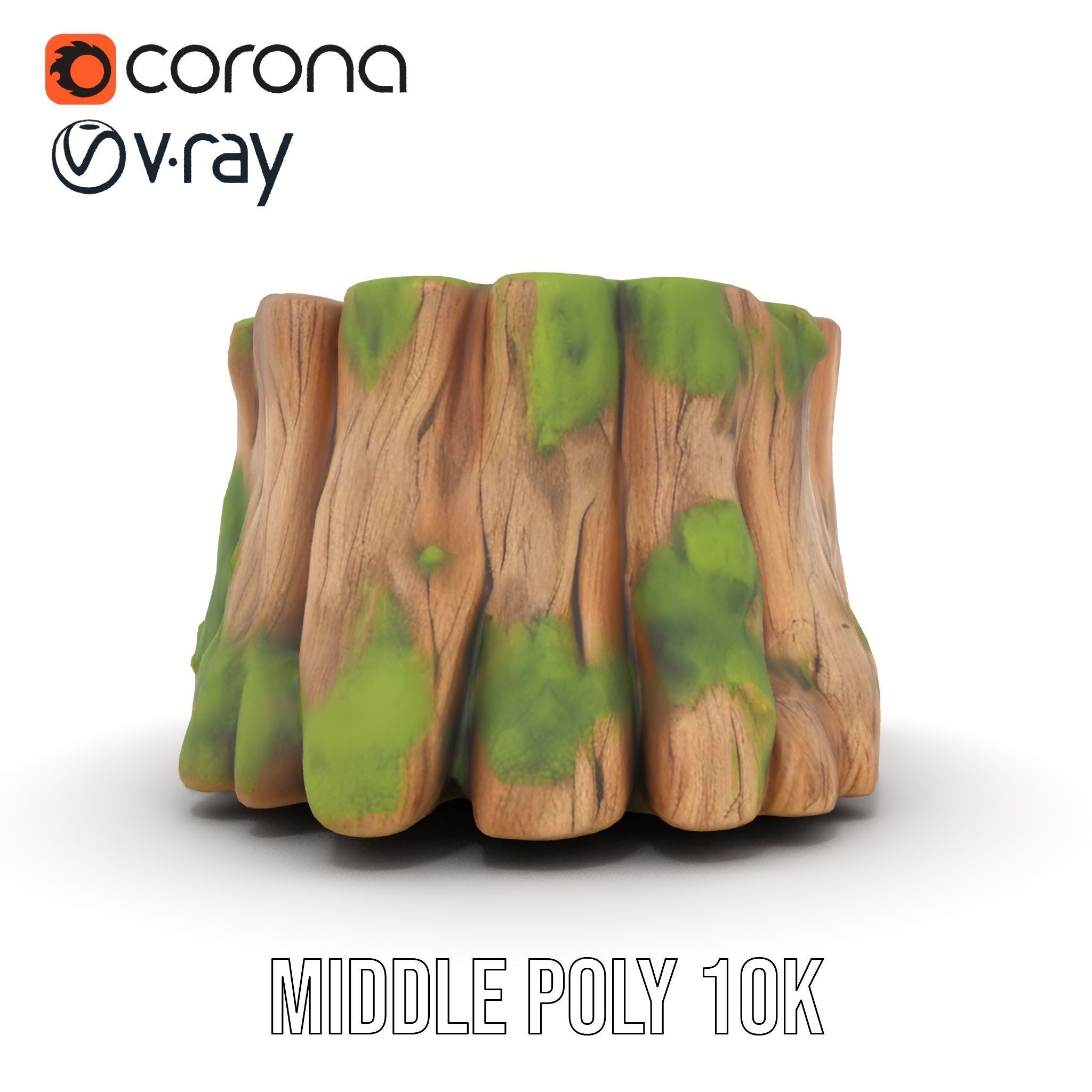 Tree Stump with Moss Model Pack Low-poly 3D model_30