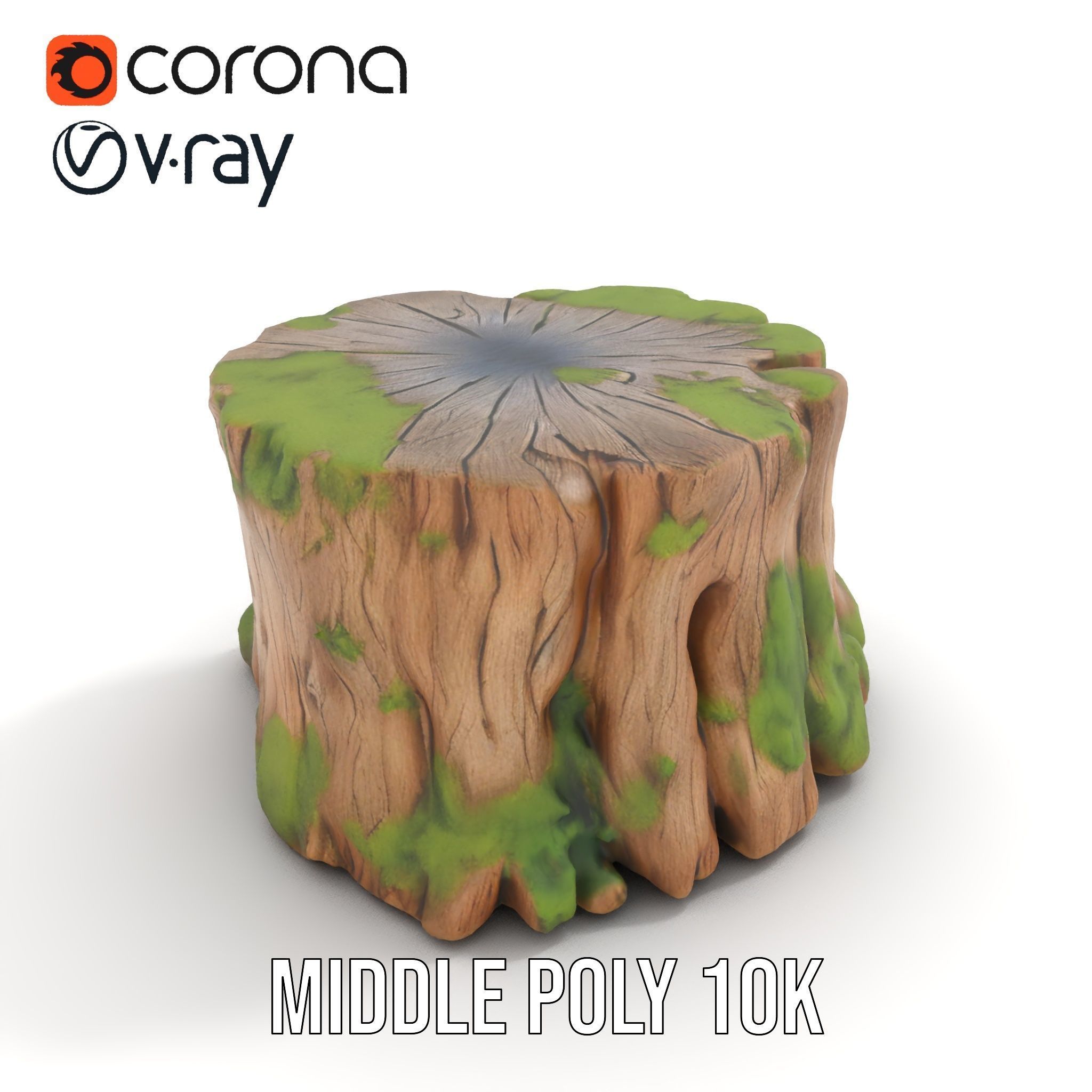 Tree Stump with Moss Model Pack Low-poly 3D model_19