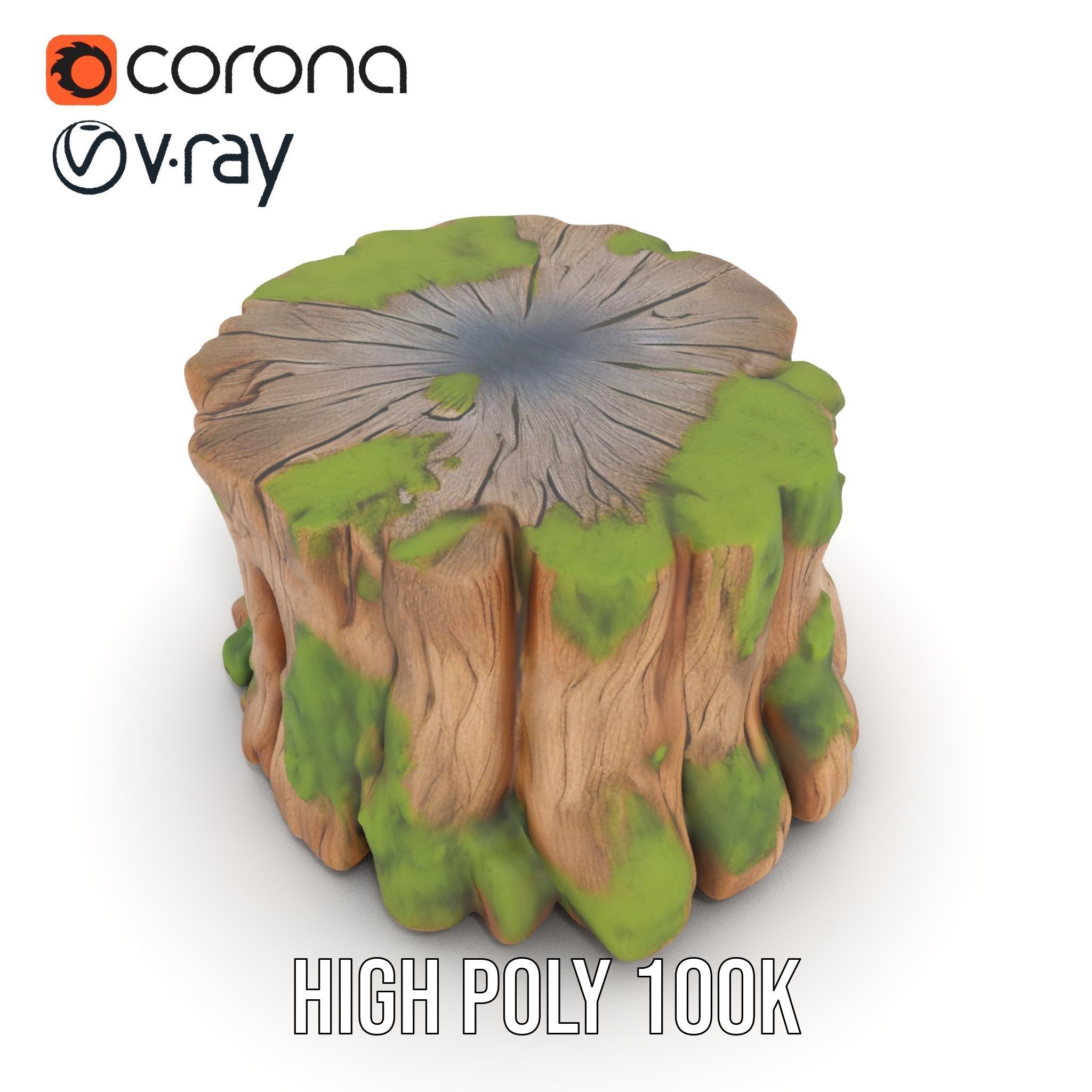 Tree Stump with Moss Model Pack Low-poly 3D model_29
